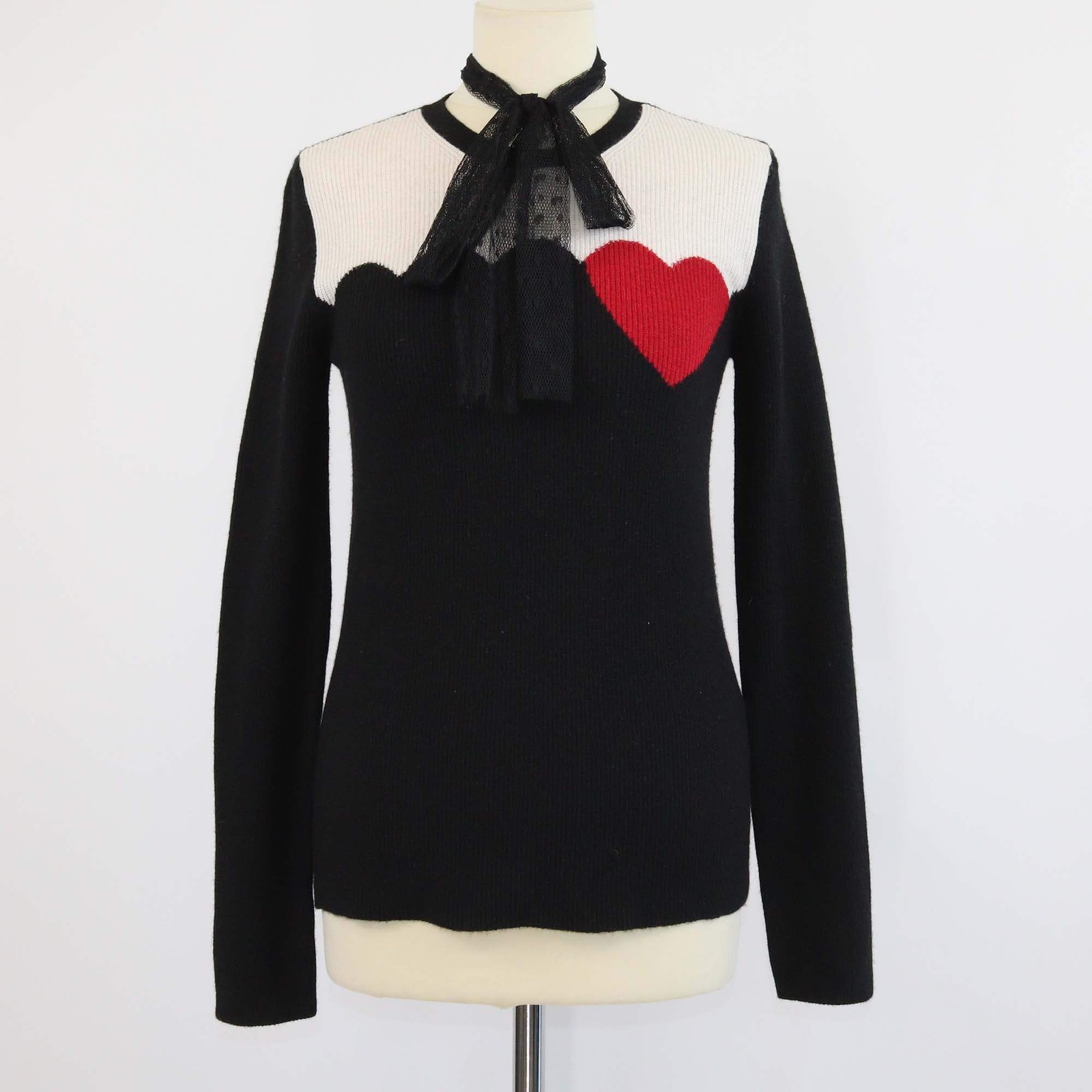 RED Valentino Tricolor Knitted Fabric Crew Neck Sweater