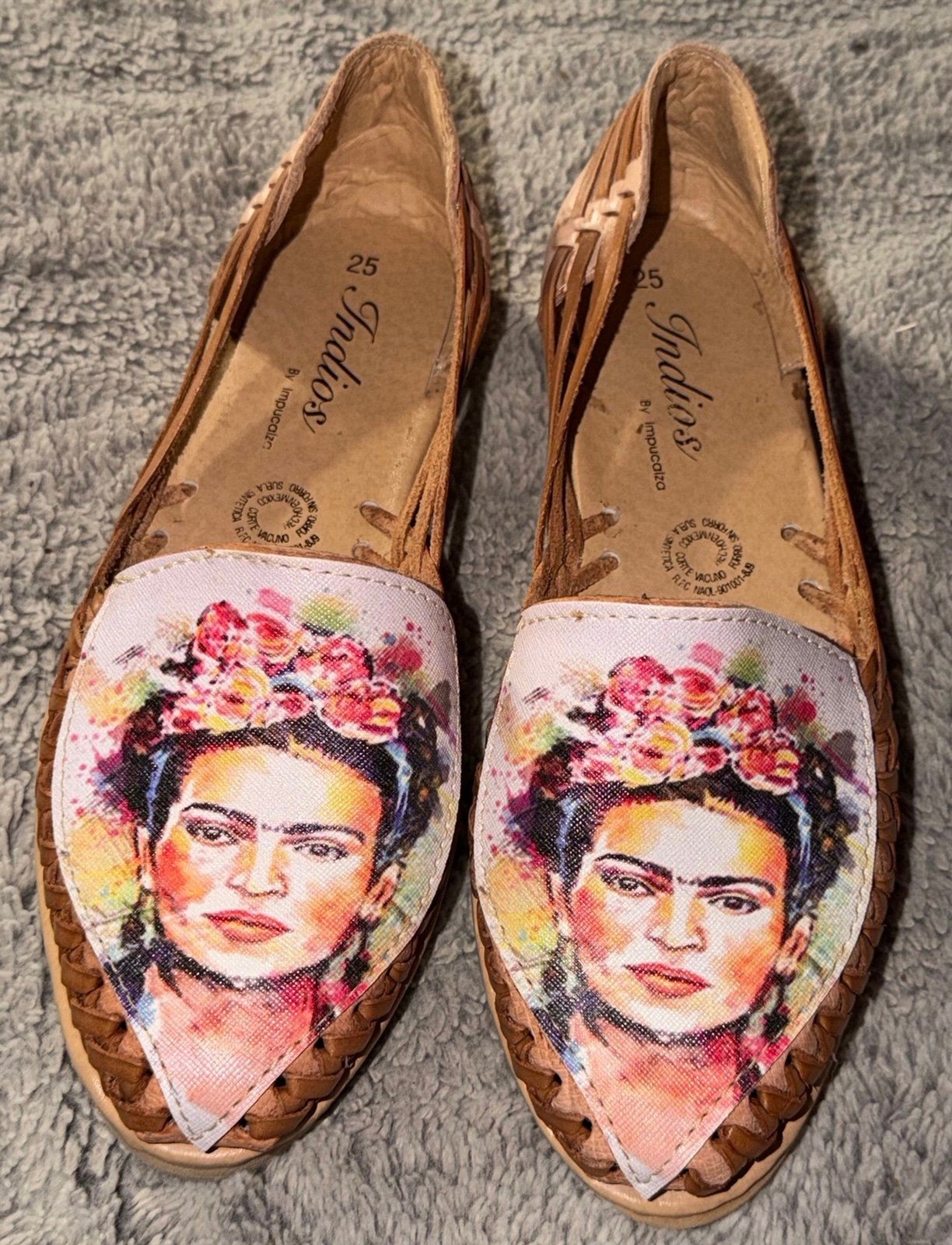 Frida Kahlo brown leather Indios by Impucalza huaraches