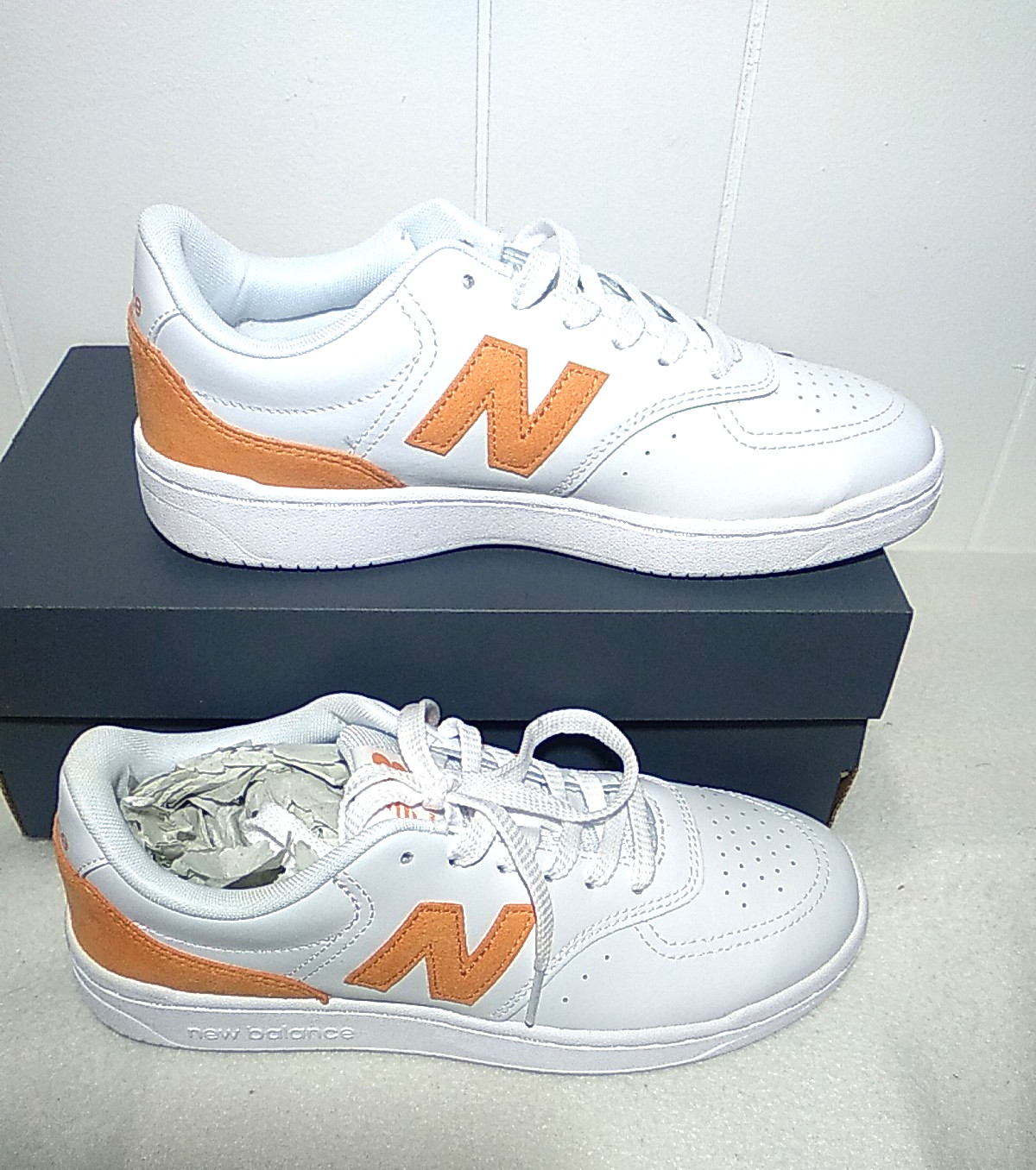 New Balance BB80 W Size 8.0 Court Sneakers Leather & Synthetic Upper White Brown