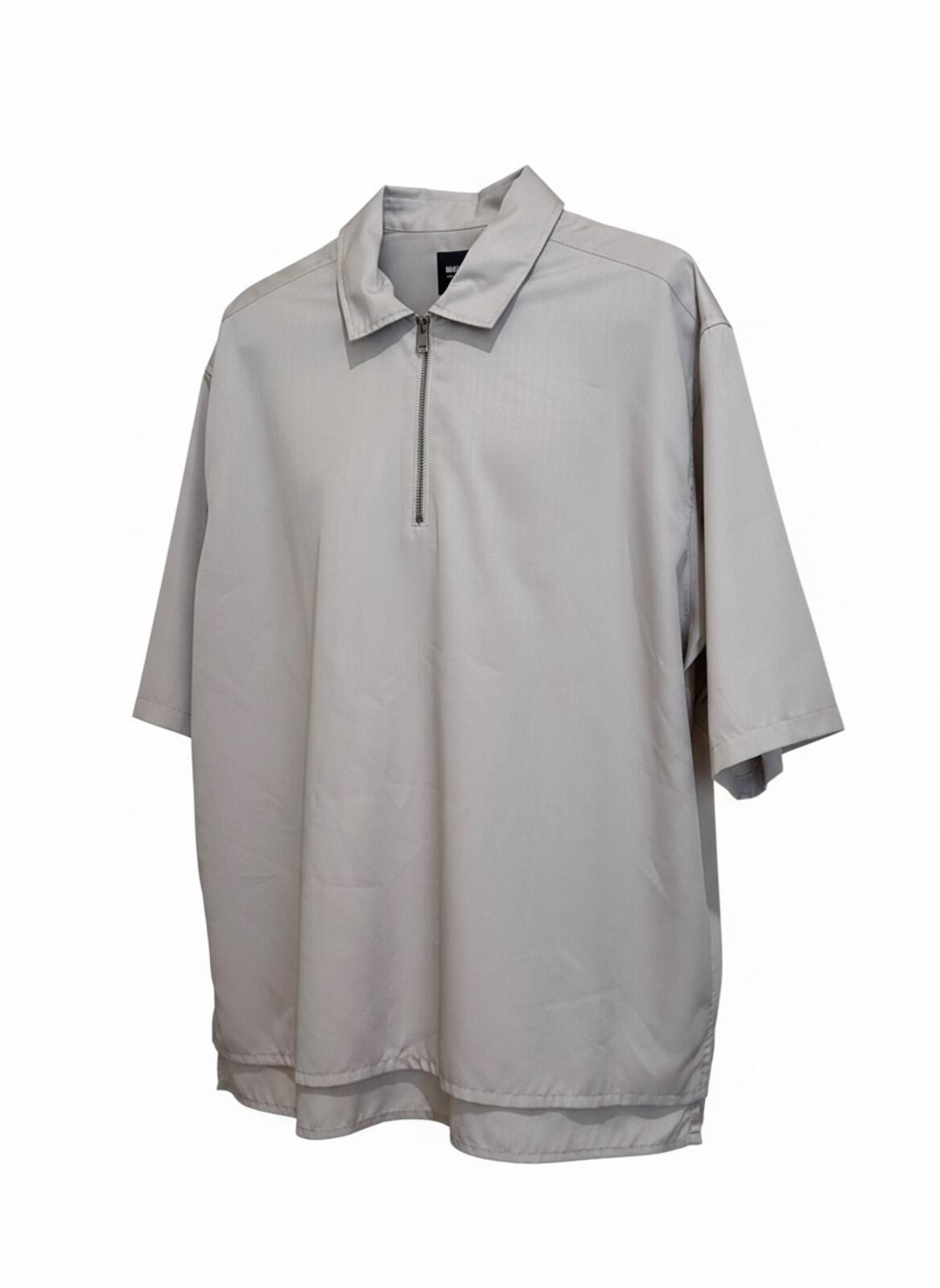 Only & Sons Zip Short Sleeve Shirt Beige New without Tags Size XL Relaxed Fit