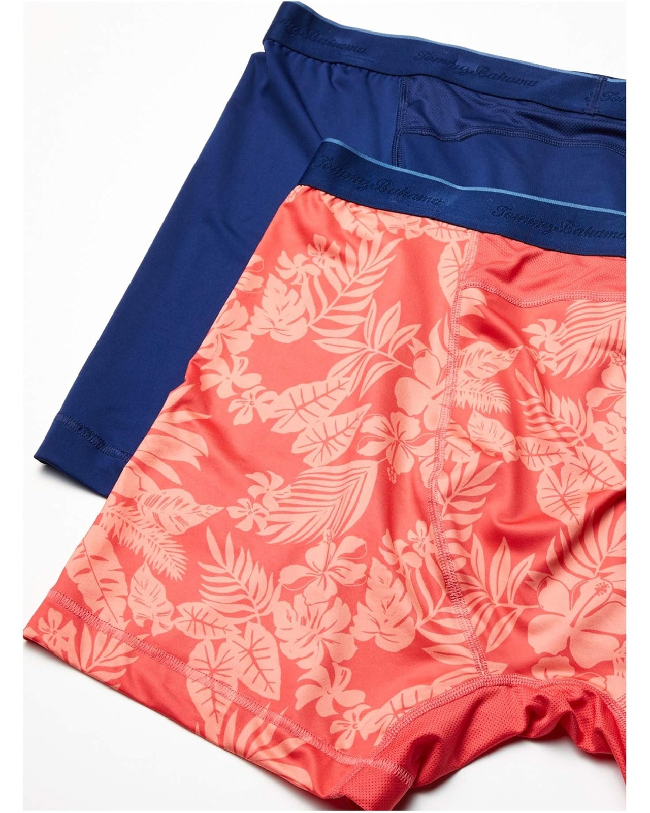 Tommy Bahama L94934 Solid Navy/Coral Leaf 2-Pack Mesh Tech Boxer Briefs Size M