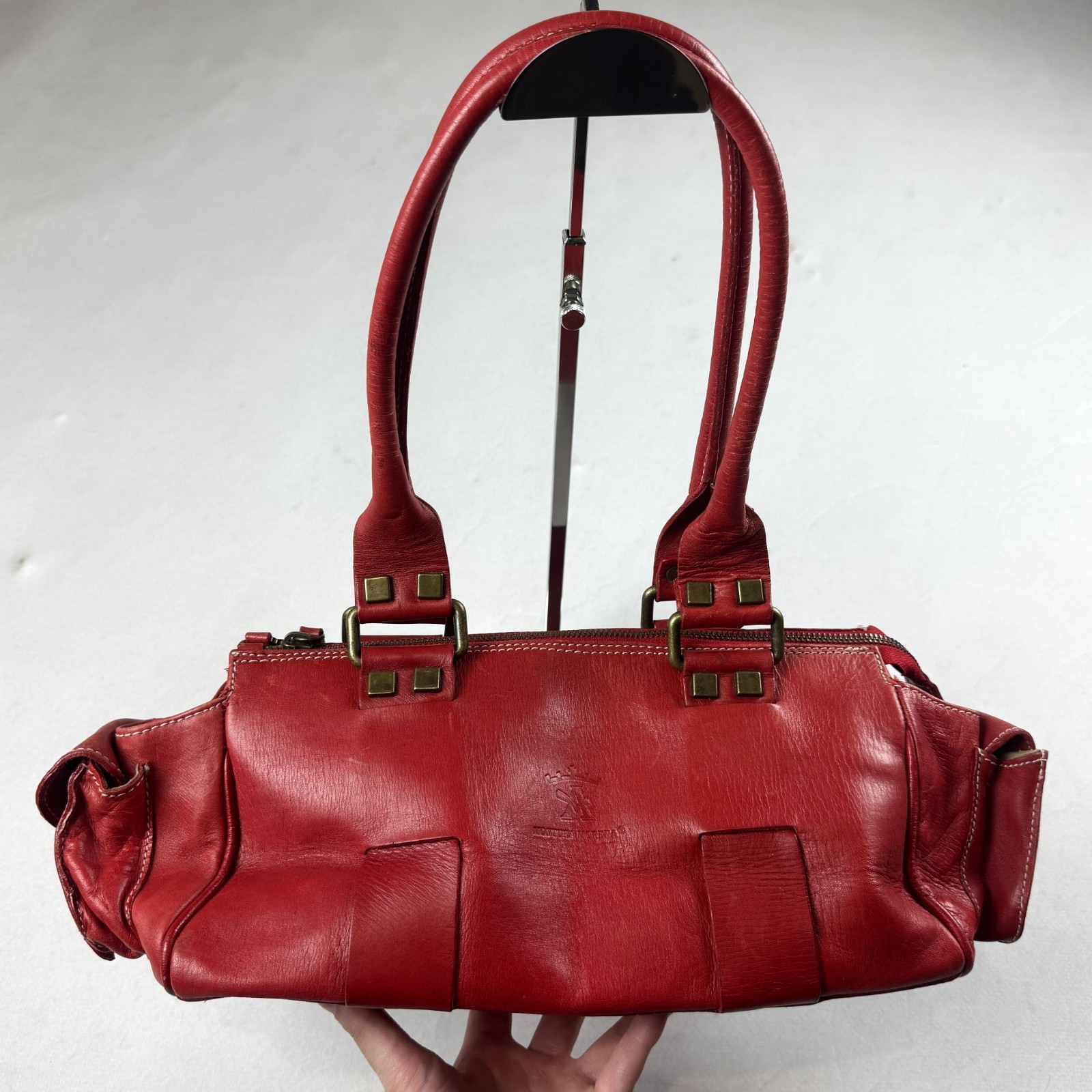 Contura Firenze Red Genuine Leather Shoulder Bag Vintage Y2K Handbag Italy