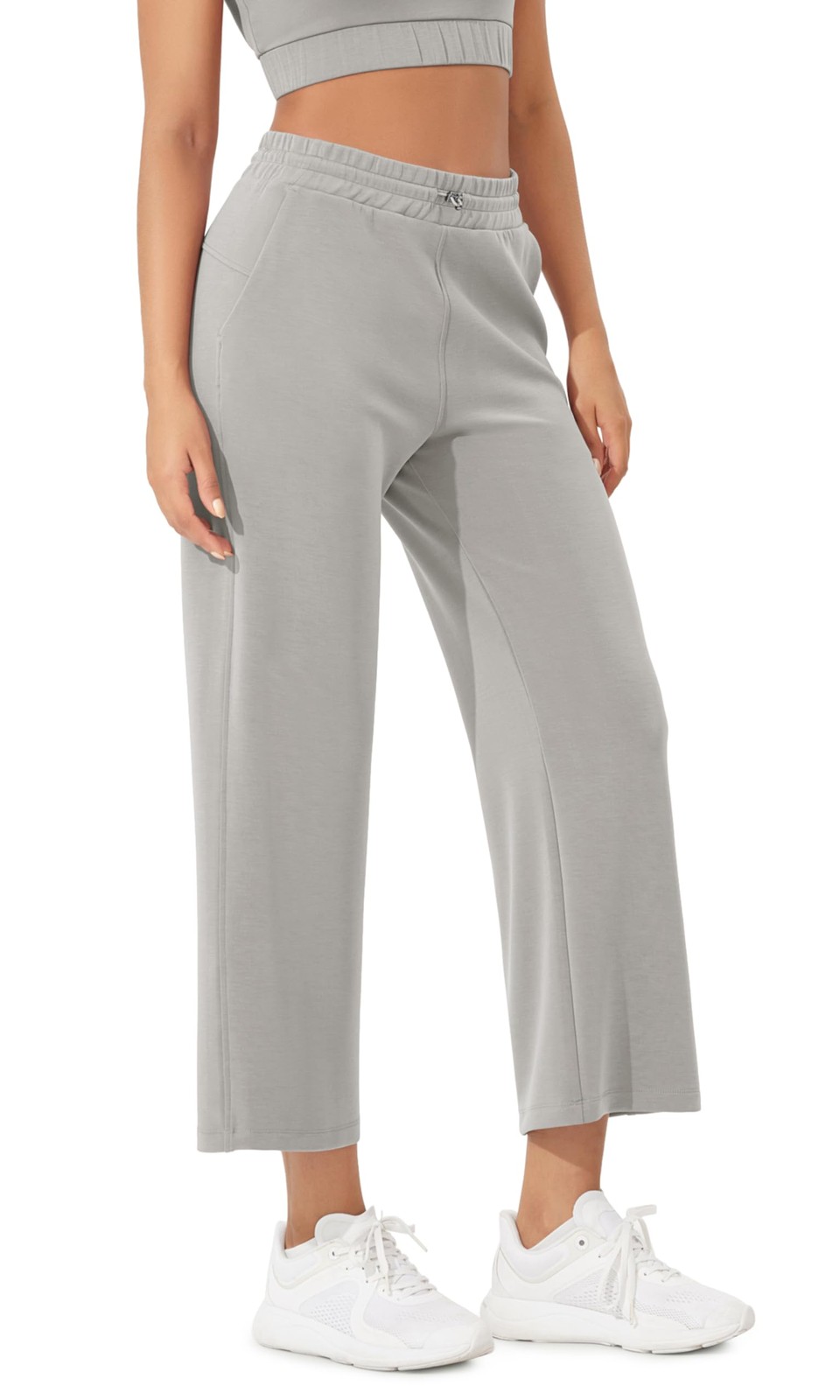 ODODOS Women’s Modal Soft Wide Leg Cropped Pants with Pockets Adjustable