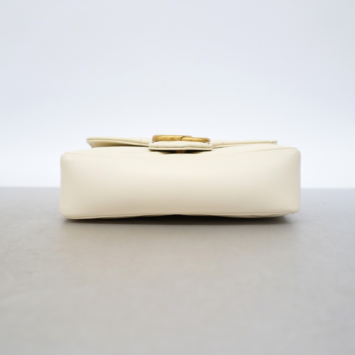 Auth [6ge6339-k] GUCCI Shoulder Bag GG Marmont 476433 Leather White Gold met…