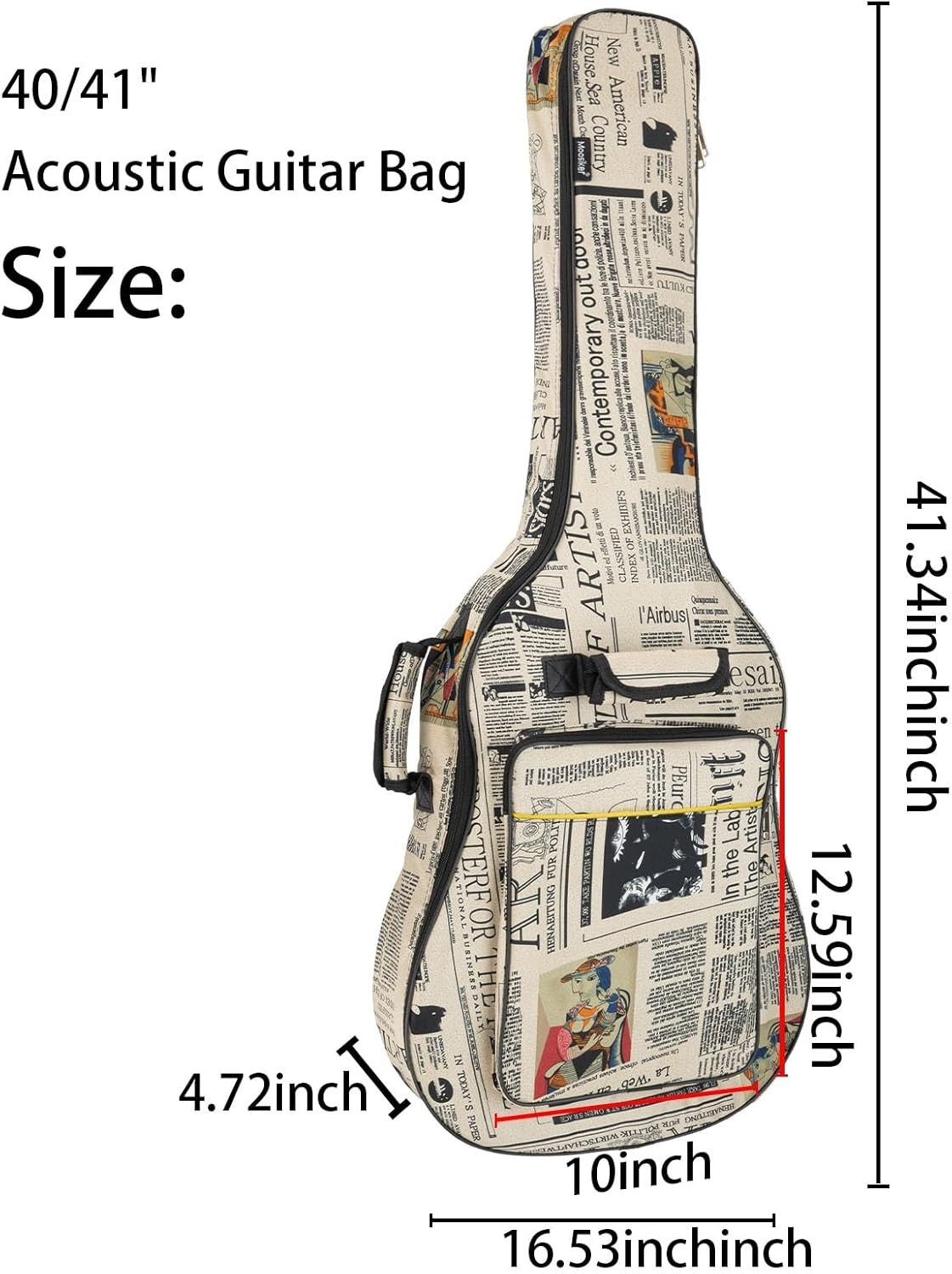 40/41 Inch Acoustic Guitar Gig Bag 6mm Padded Soft Guitar Case