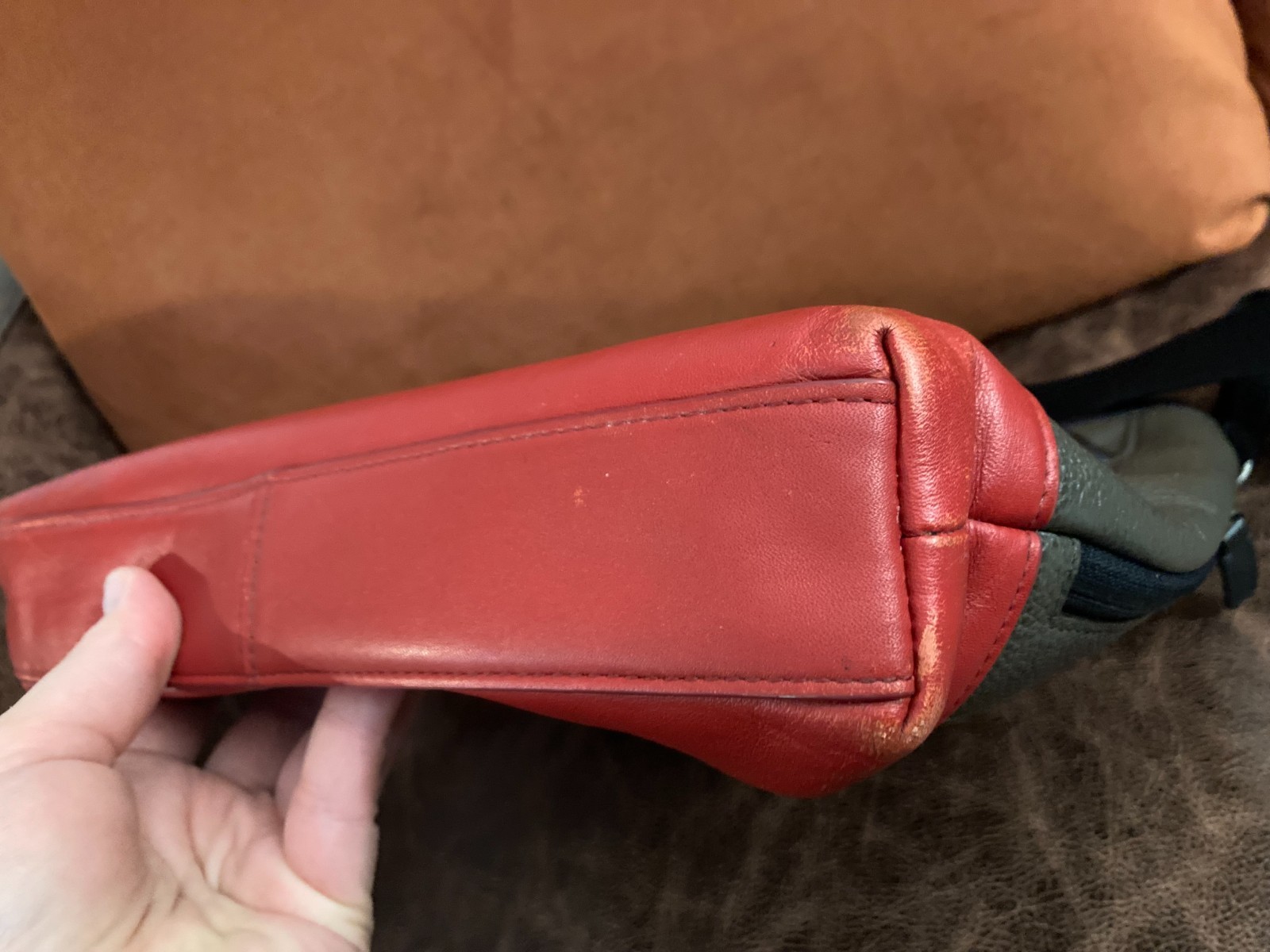 Coach “Camden” crossbody in Gray and Orange/Red Leather_bag No. J1405-F71341