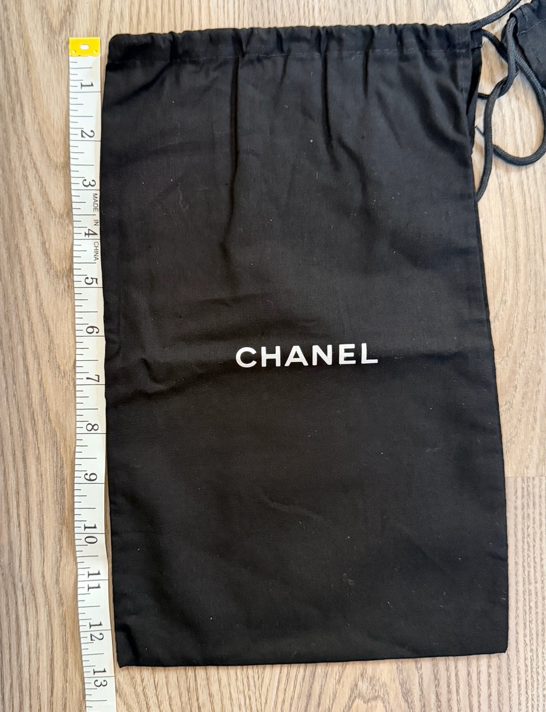 Lot Of 2 Chanel Storage Dust Bags 12.75”x8” Cotton Black Drawstring