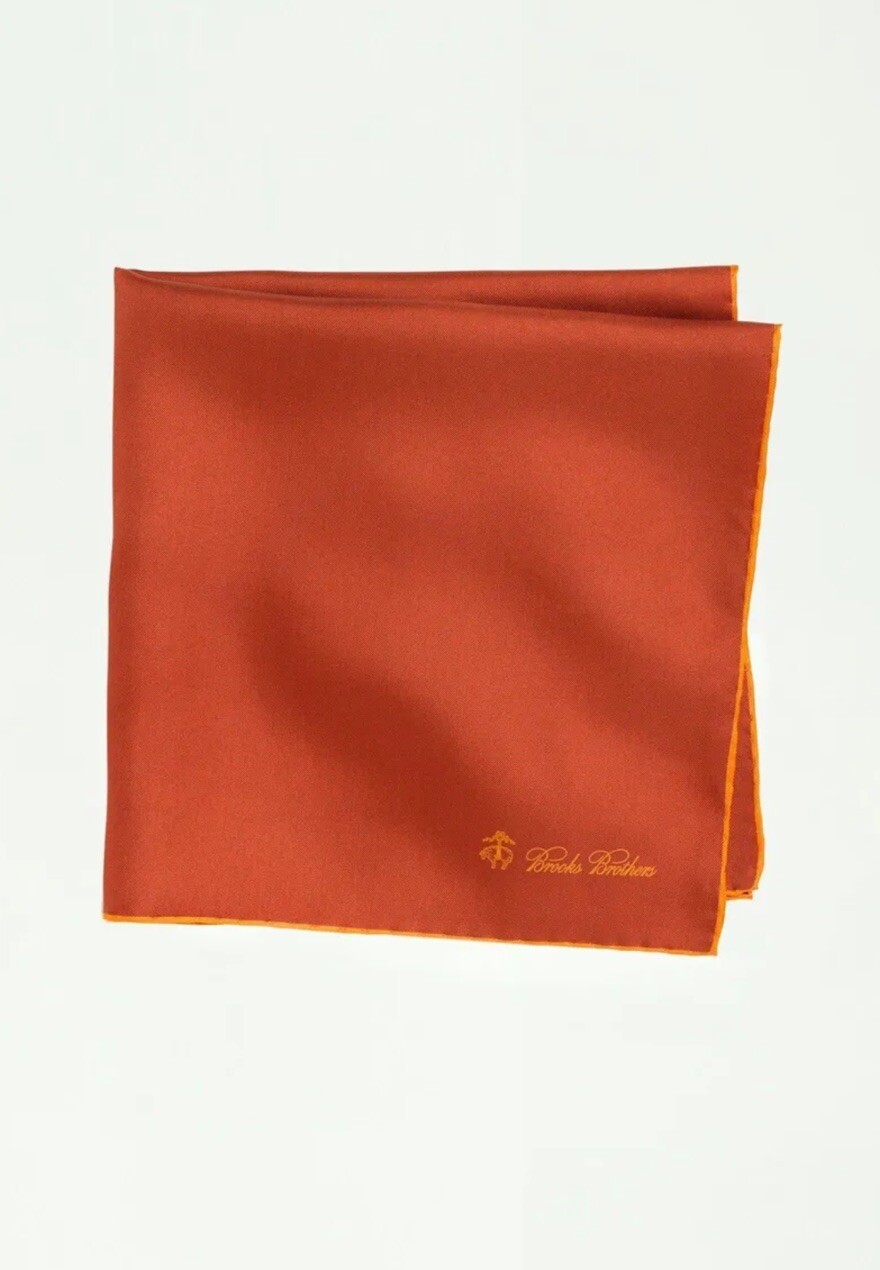 Brooks Brothers Orange Pocket Square/Handkerchief/Hanky Silk New MSRP $29.50