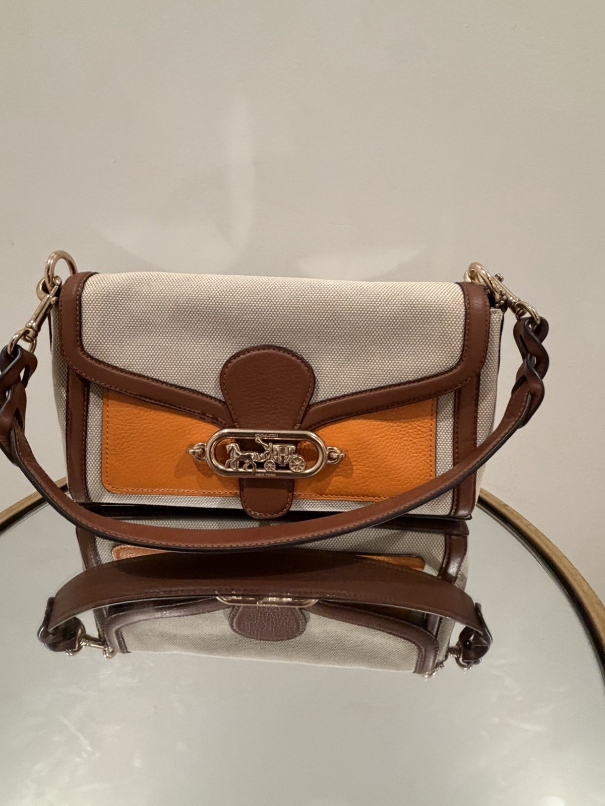 Coach Colorblock Horse Carriage Small Crossbody Turn Lock/Zip Gold Hardware