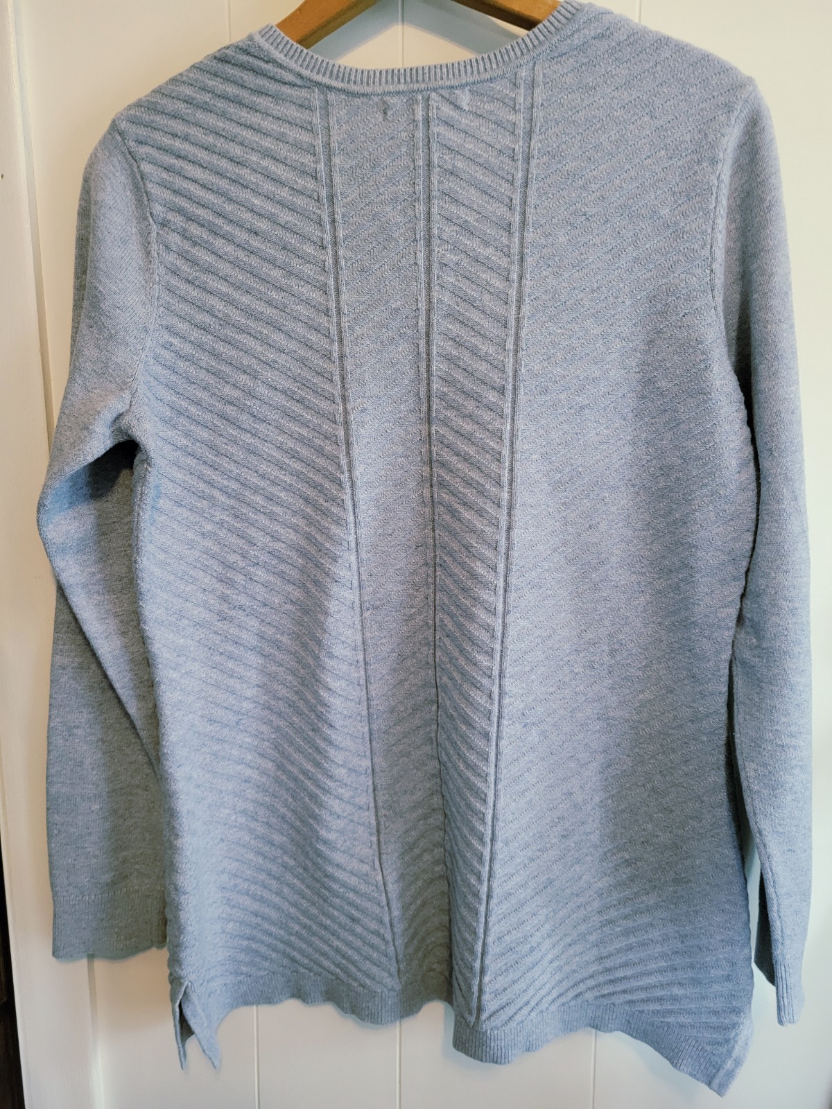 Lands’ End Marbled Baby Blue 100% Baumwolle Womens Size M V-Neck Sweater