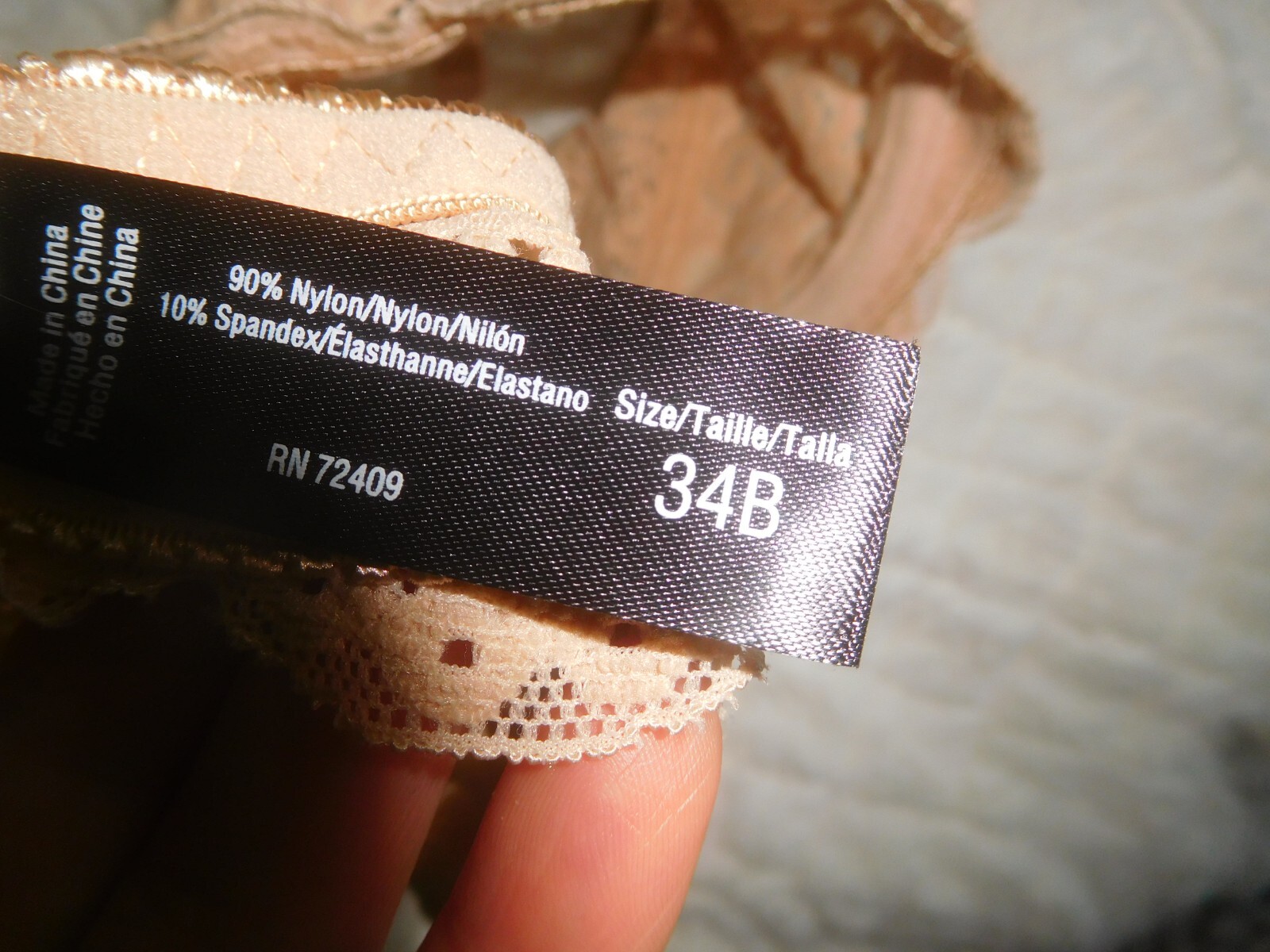 NWT! Rene Rofe Beige Stretch Lace Unlined Underwire Bra 34B