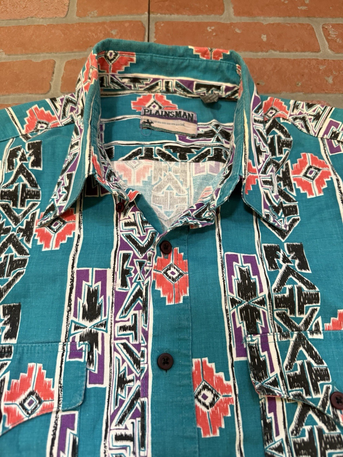 Vintage 90’s Plainsman Aztec Print Western Button Shirt Mens XL