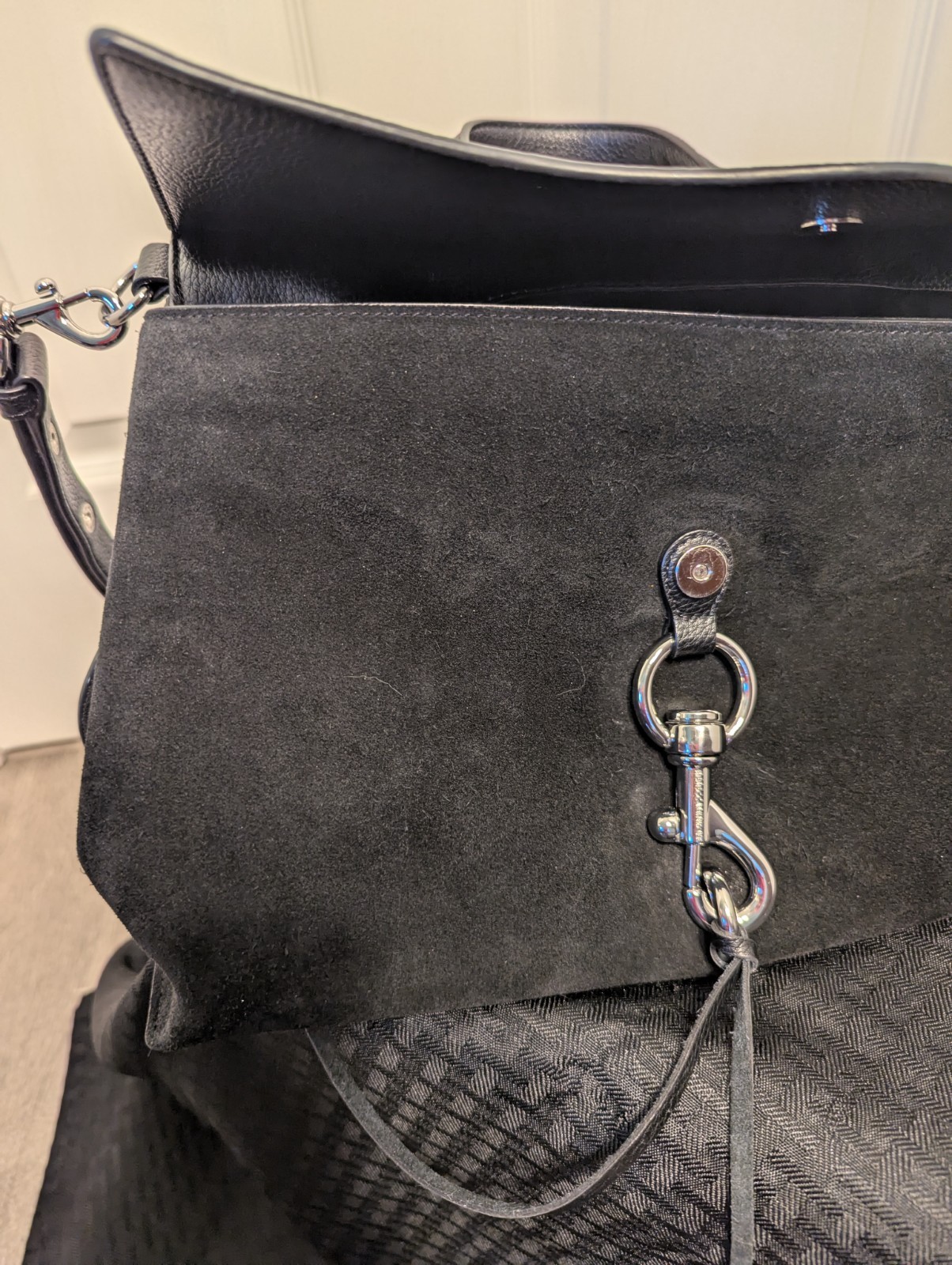 Rebecca Minkoff Black Medium Satchel Top Handle w/ Detachable Strap Silver