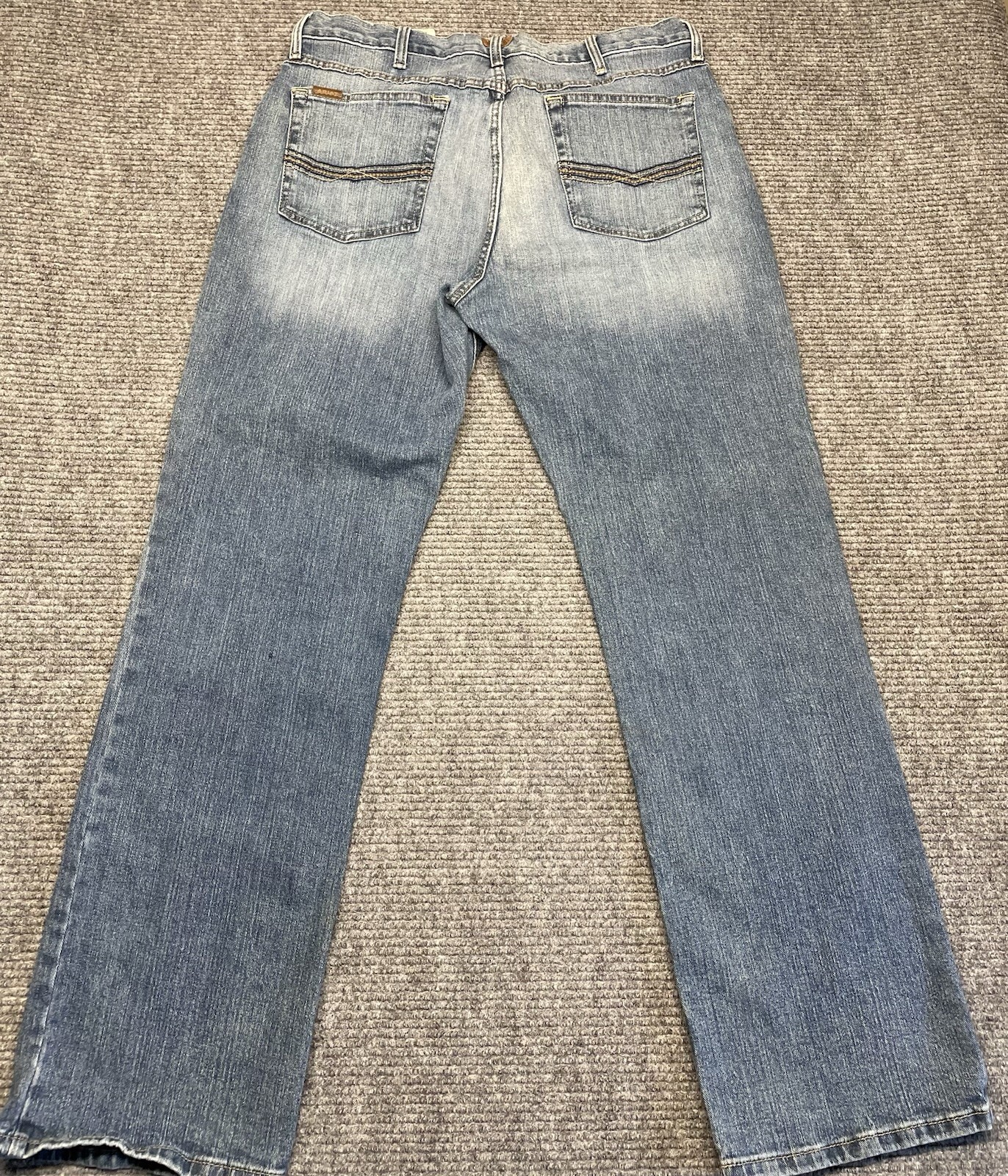 Ariat M4 Low Rise Boot Cut Jeans Mens 38×34(33.5) Blue Light Wash Relaxed Denim