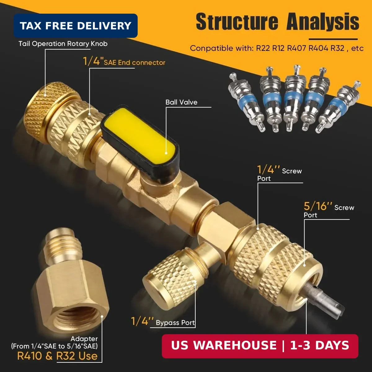 Professional Dual Size 1/4″ & 5/16″ SAE Valve Core Remover/Installer Tool Kit, H