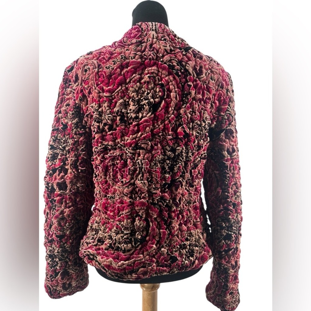Joseph Ribkoff quilted coat floral printed zipper blazer elegant artsy sz 10