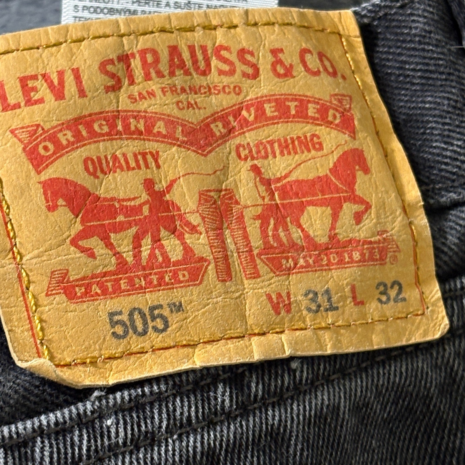 Levis 505 Mens Straight Leg Jeans 31×30 Faded Black Denim Regular Fit 100 Cotton