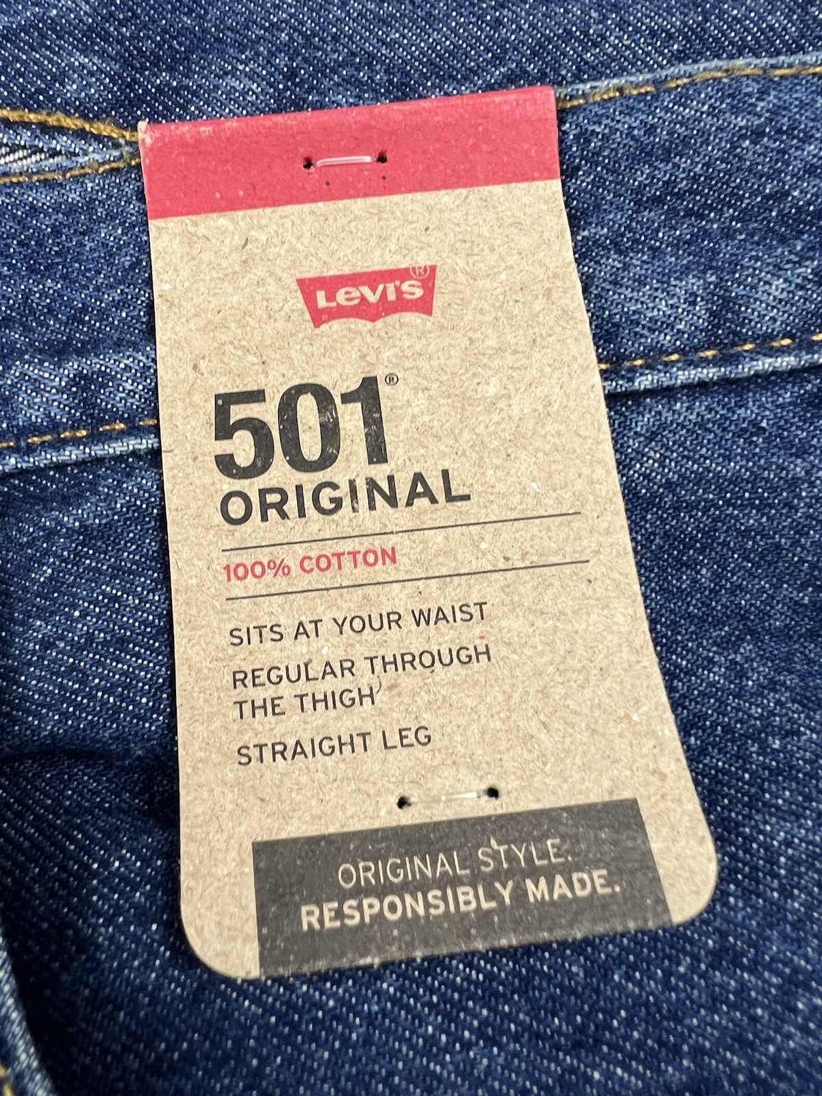 LEVI’S 501 Regular Fit Straight Leg Button Fly Jeans W38 L30 Dark Stonewash NWT