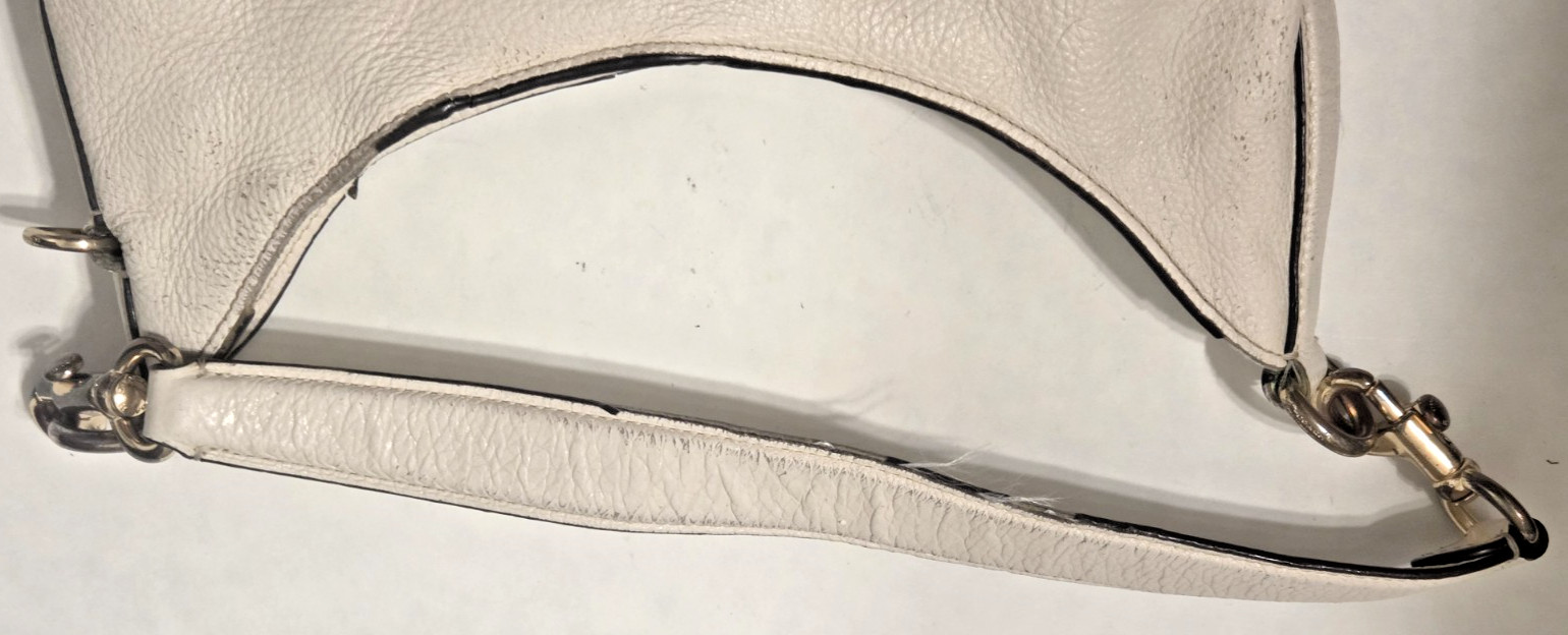 VTG COACH Amber Hobo F48635 Off White Pebbled Leather Shoulder Bag Made in Burma