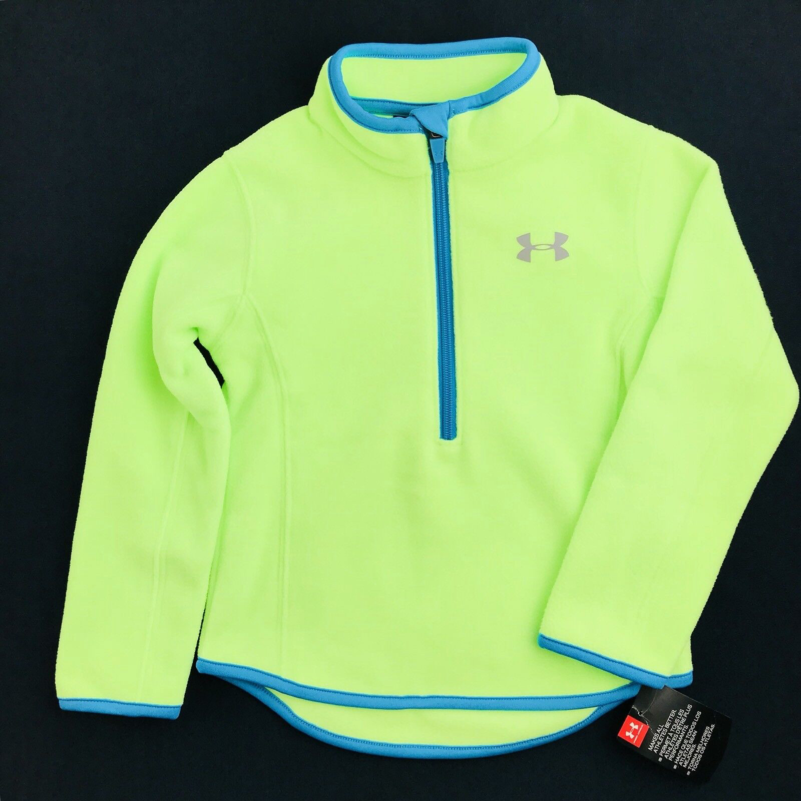Under Armour Kids Lime Green Polyester Long Sleeve Half Zip Fleece Jacket Sz 4