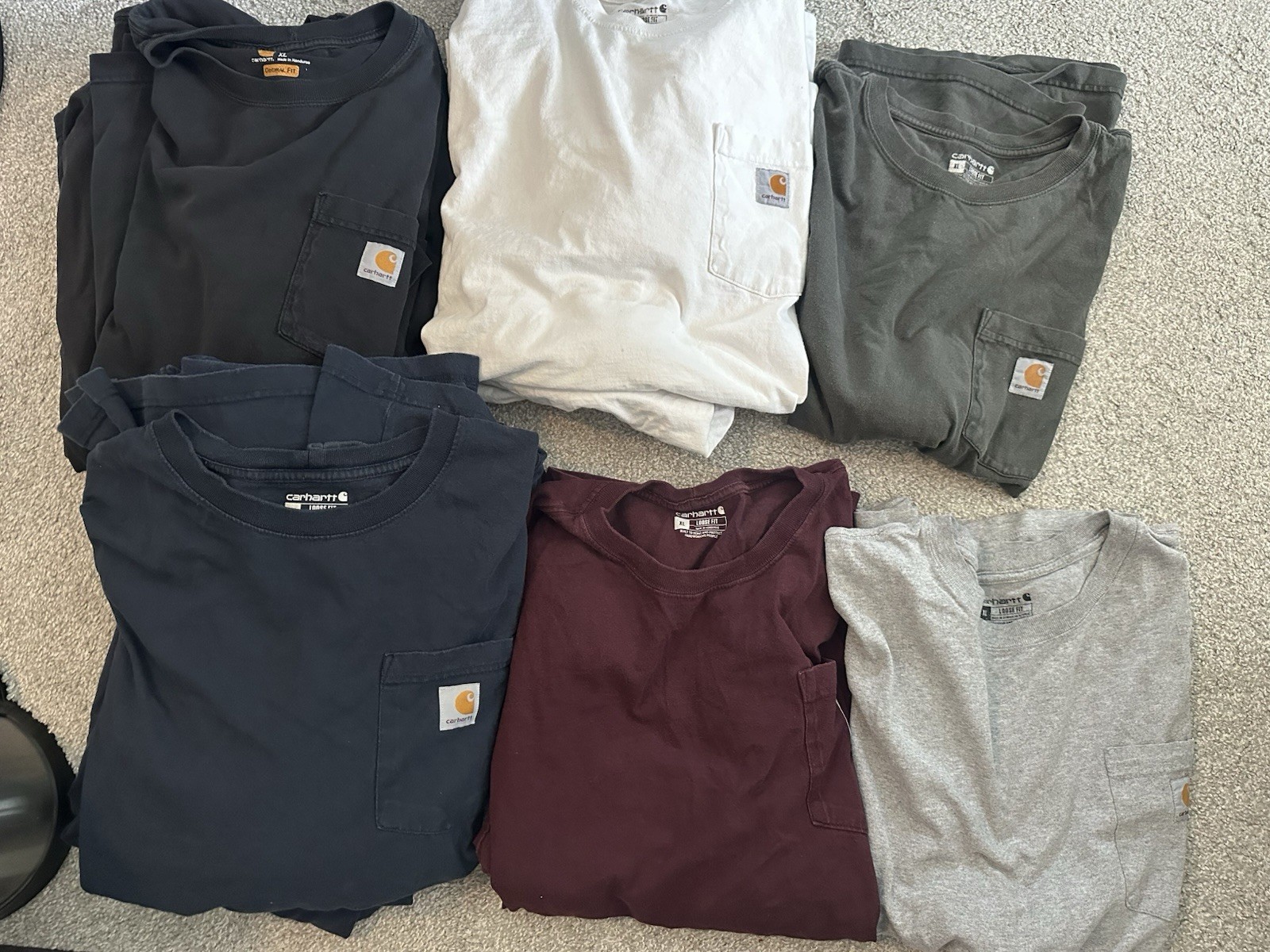 Lot Of 16 Carhartt K87 Pocket T-shirts – Short & Long Sleeve – Assorted Colors