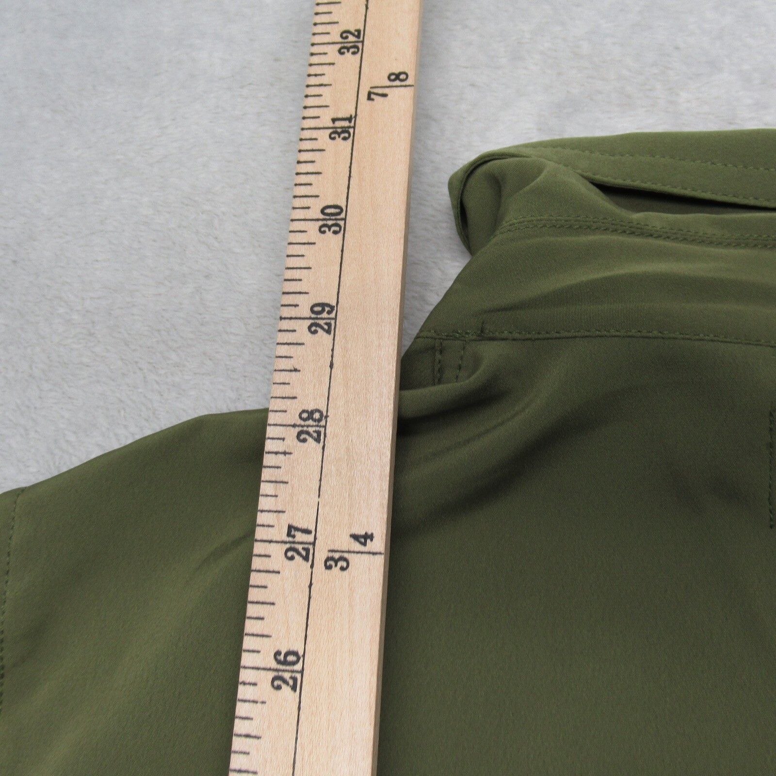 Chaps Denim Utility Jacket Womens Medium Green Lightweight Roll Tab Sleeve NEW
