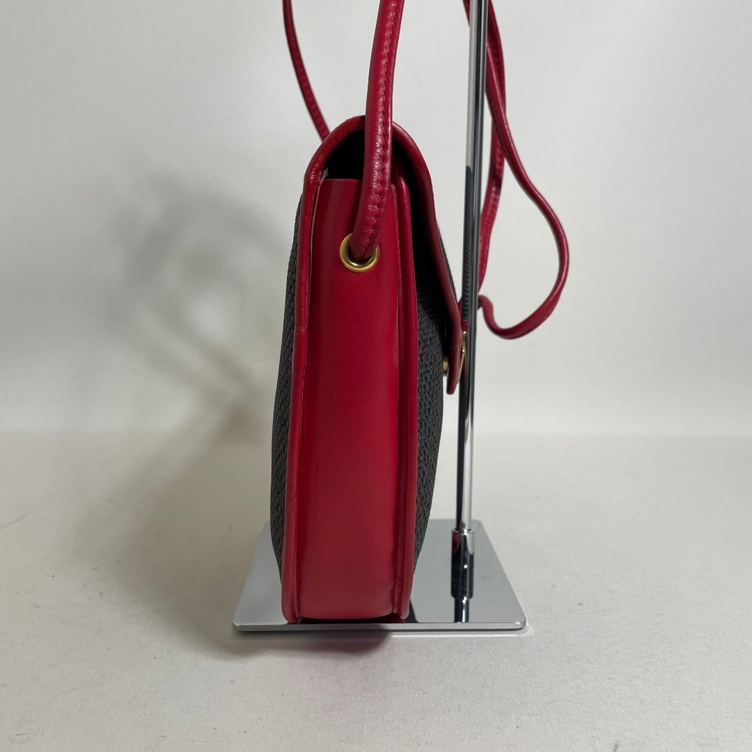 Yves Saint Laurent Shoulder Bag Red Gray PVC Leather Size: W:8.3 × H: 7.9 in.