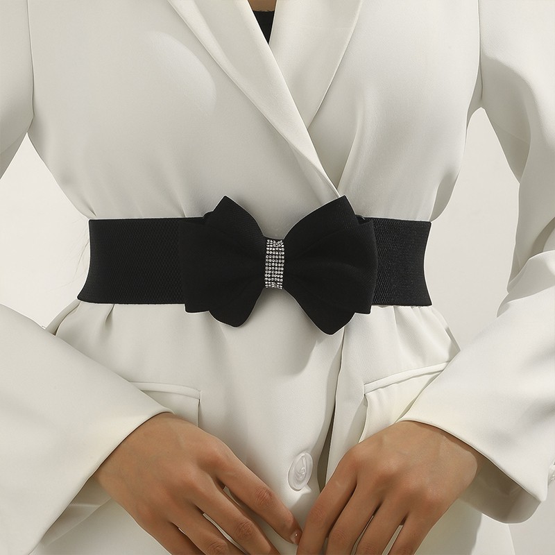 Bowknot Waistband Dress Decors Versatile Elastic Waistband Wide Waistband
