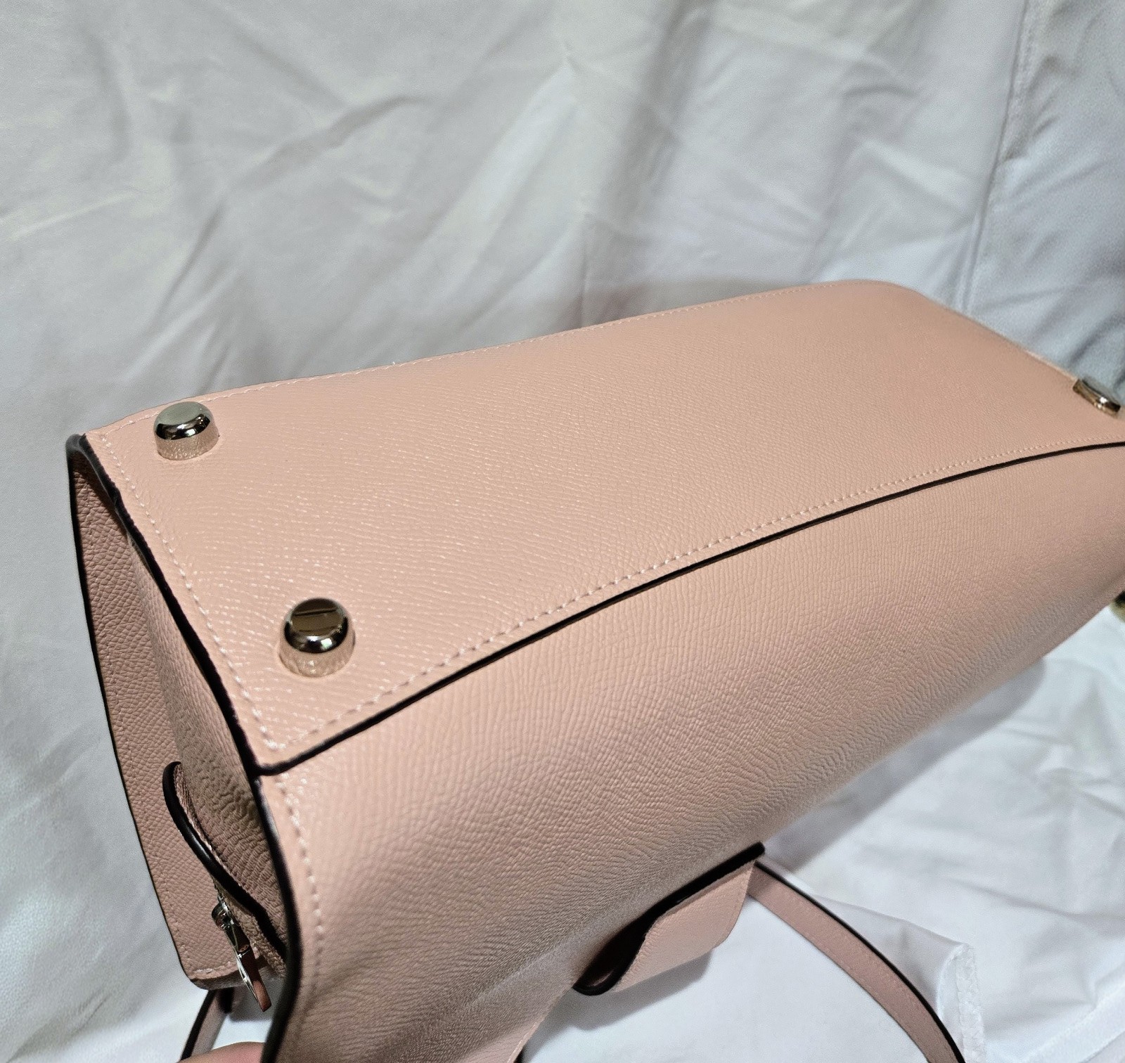 Coach Avary Crossgrain Leather Shoulder Bag In Primrose w/ Silver Hardware EUC