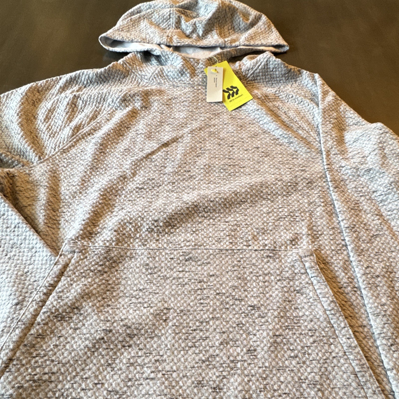 All in Motion Men’s Gray Textured Pullover Hoodie Pockets Long Sleeve M