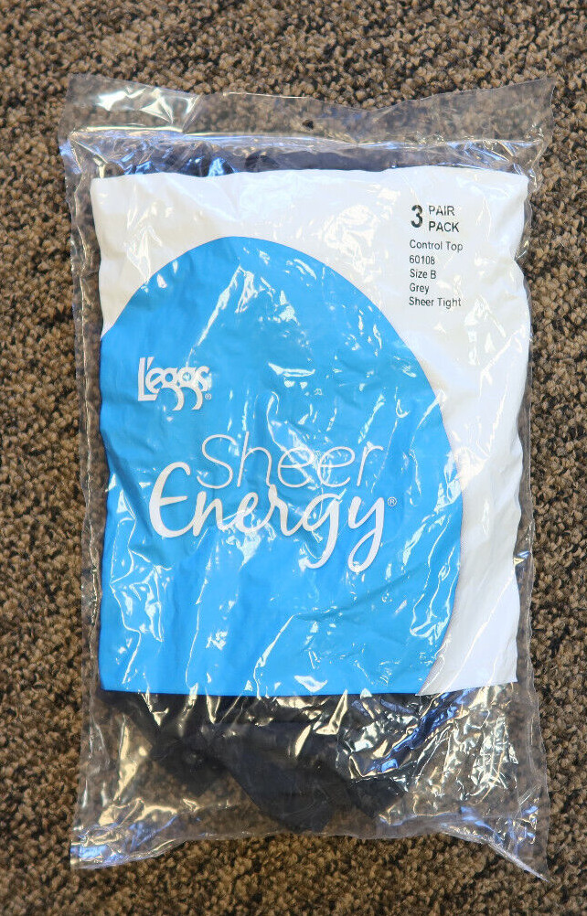 3-Pack L’eggs Sheer Energy Control Top Sheer Tight Pantyhose – Size B – Gray