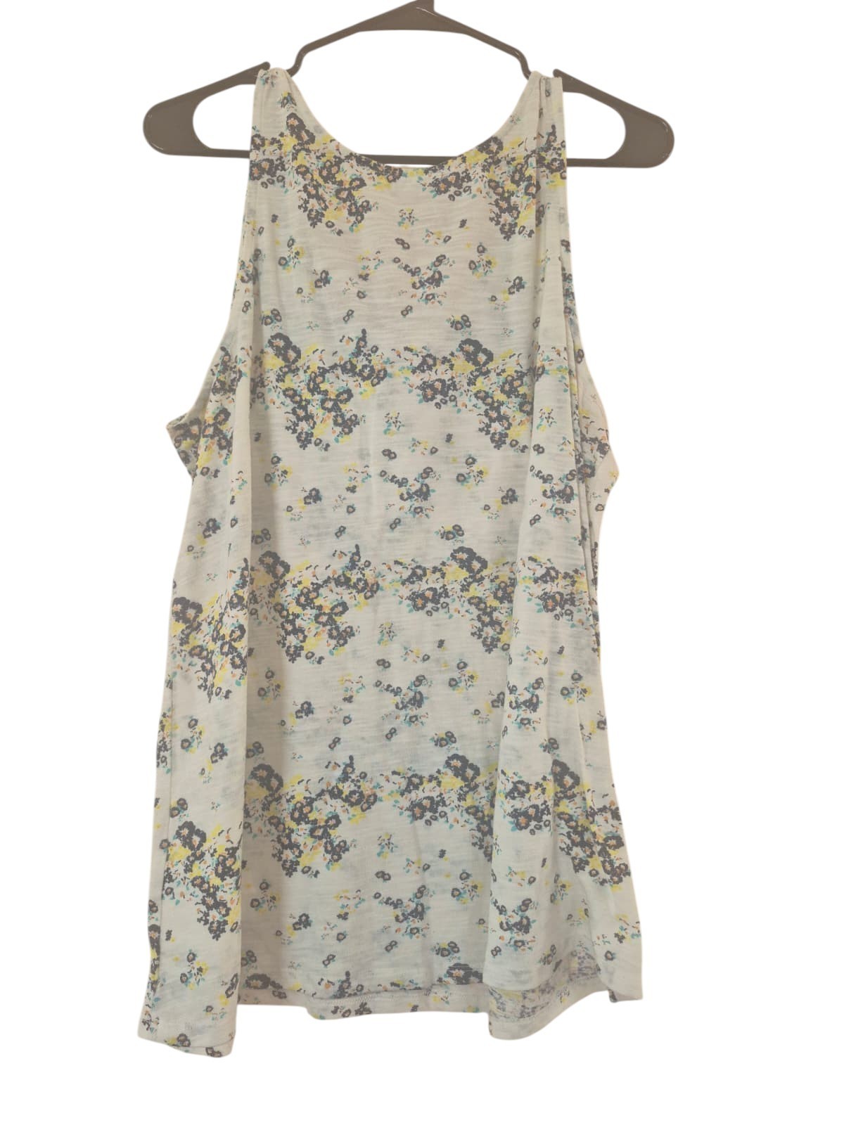 Maurices Floral Lace Front Tank Top White & Yellow Polyester Size L