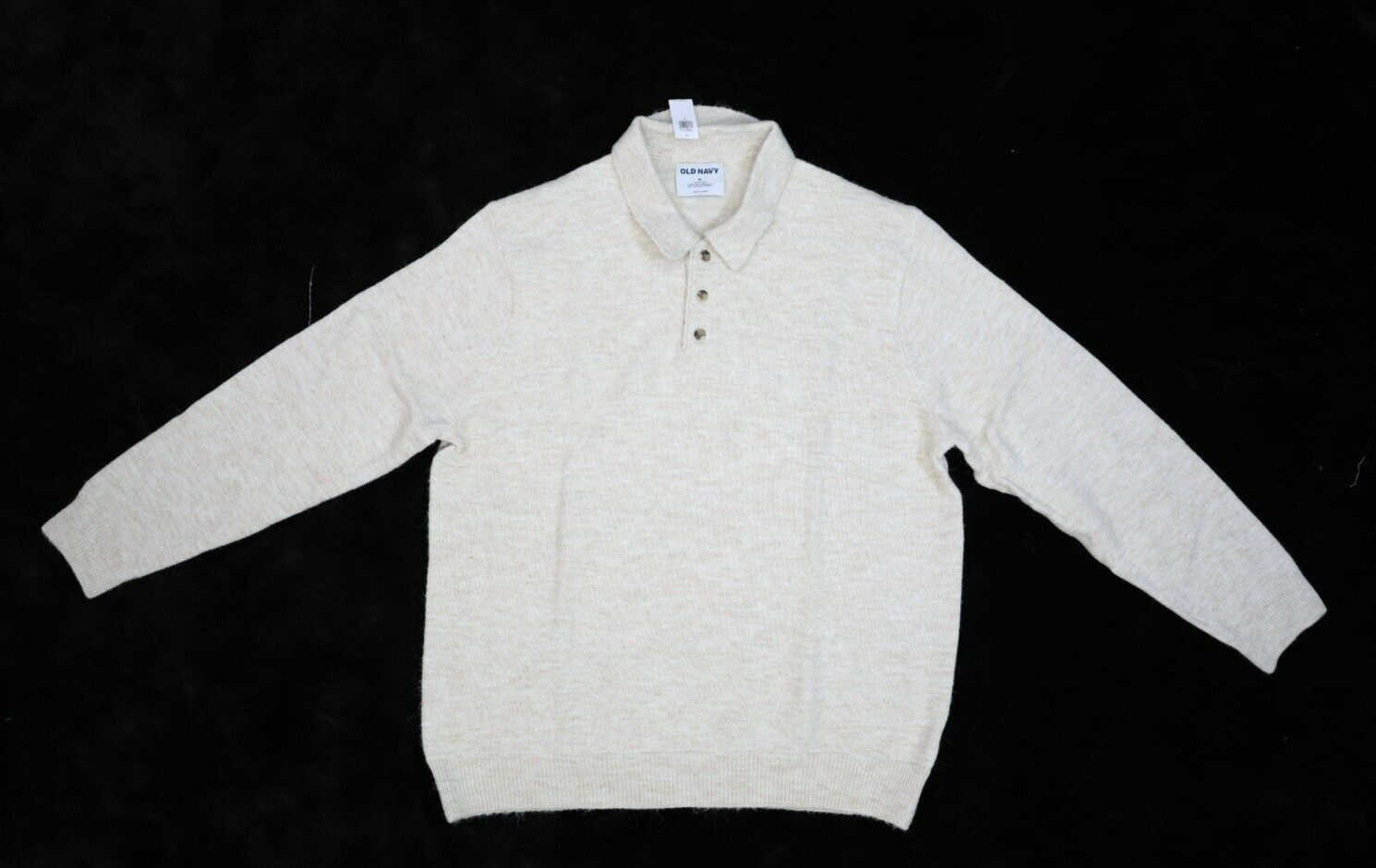 Old Navy Soft 3 Button Placket Polo Pullover Sweater Oatmeal Heather Mens XL