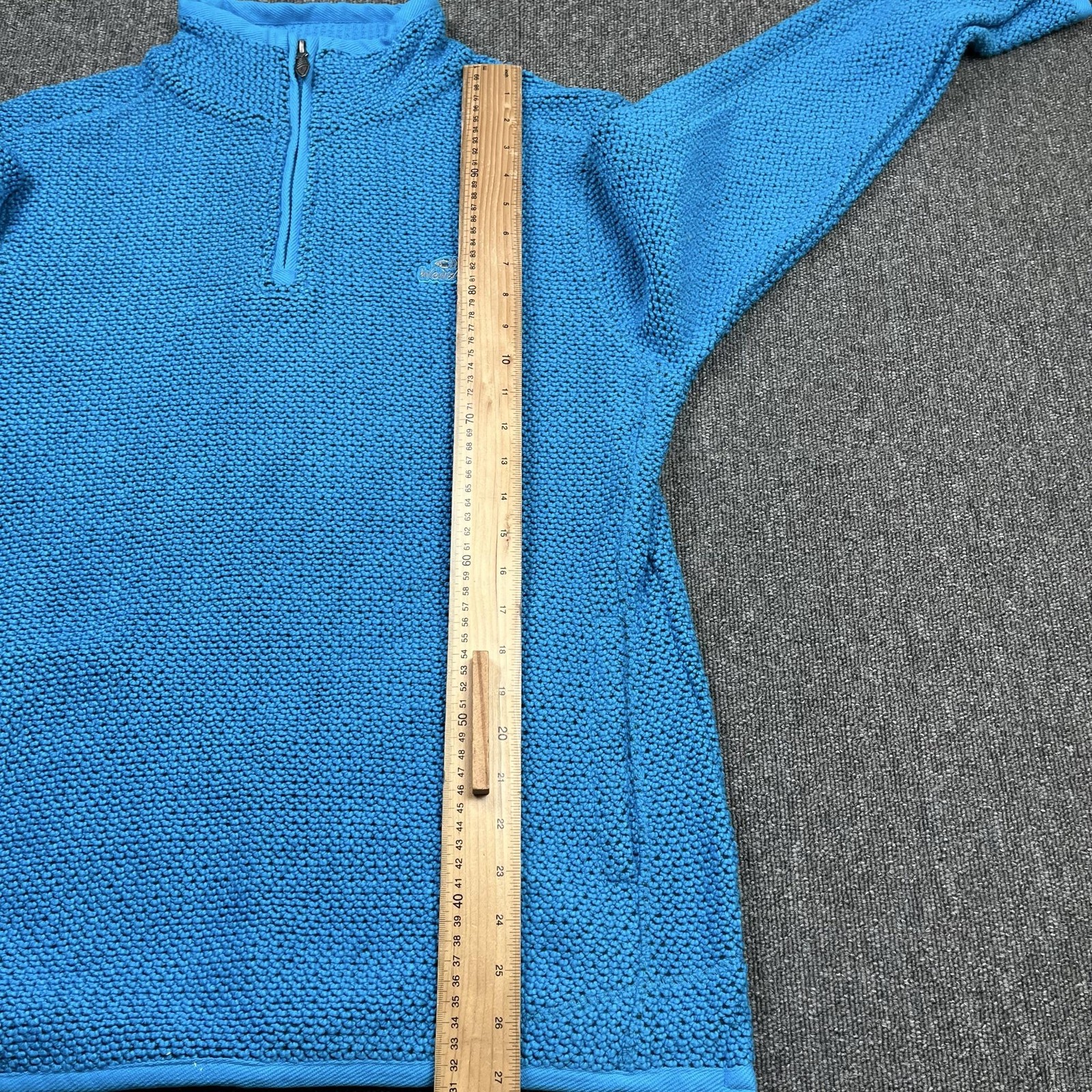 Weird Fish Jumper Men Large Blue 1/4 Zip High Neck Pockets Macaroni Knit Outdoor