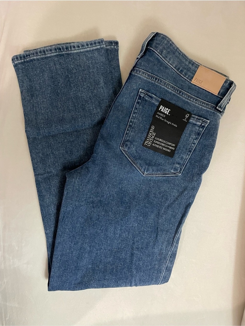 PAIGE Amber NWT Mid Rise Straight Ankle Tapestry Blue Jeans Size 30
