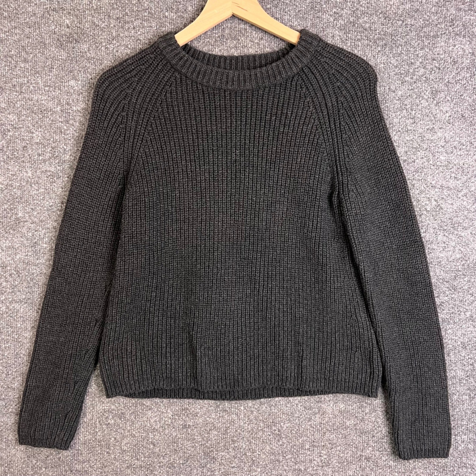 Quince Shaker Stitch Sweater Womens M Gray Excellent Organic Cotton Raglan Crew