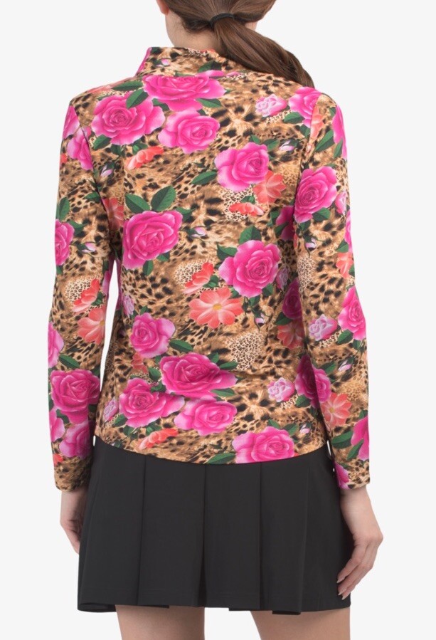 NWT IBKUL Golf Tennis 1/4 Zip Pullover Top S M L XL Leopard Rose Longsleeve P4