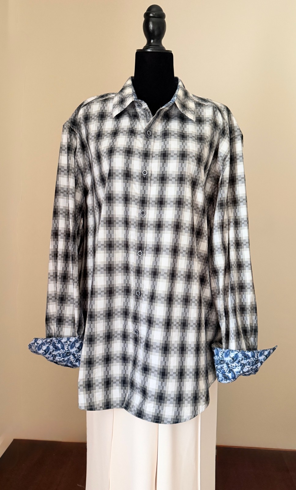 Robert Graham Button Shirt Men 3XL Abstract Geo Cotton Flip Cuff