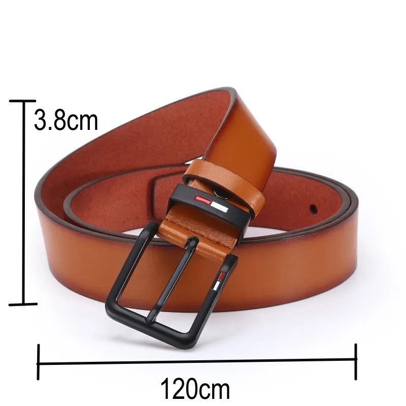 Men’s 120cm x 3.8cm PU Leather Belt Alloy Square Pin Buckle Business Casual