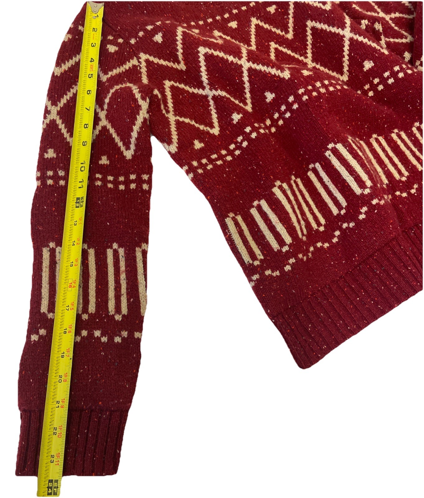 Vintage Orvis Ski Sweater Womens S 90% Wool 10% Cashmere Blend Thickly Knit Red