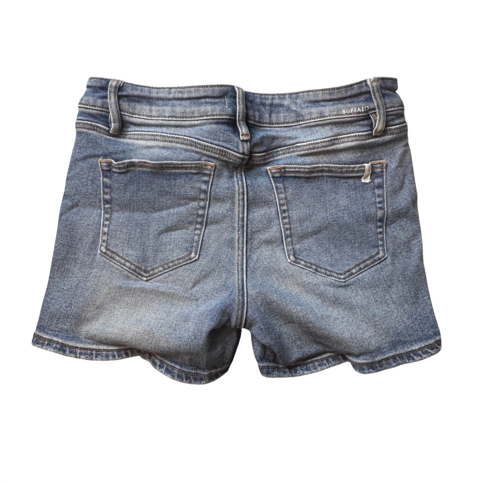Buffalo Jean Shorts Womens 28 Blue Lexi Semi Hi Short Distressed Stretch Denim