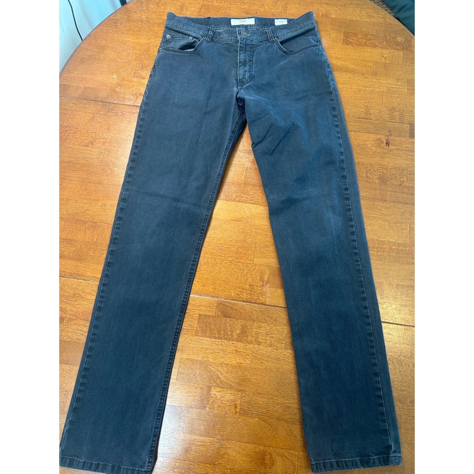 Brax Cooper Fancy Regular Fit Pants Mens 33×34 Blue Textured Straight Leg