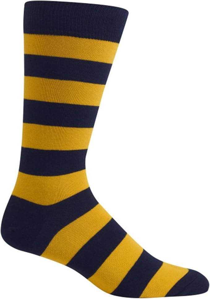 Hotsox Mens College Rugby Stripe Socks, Burgundy, 1 Pair, Mens Shoe 6-12.5