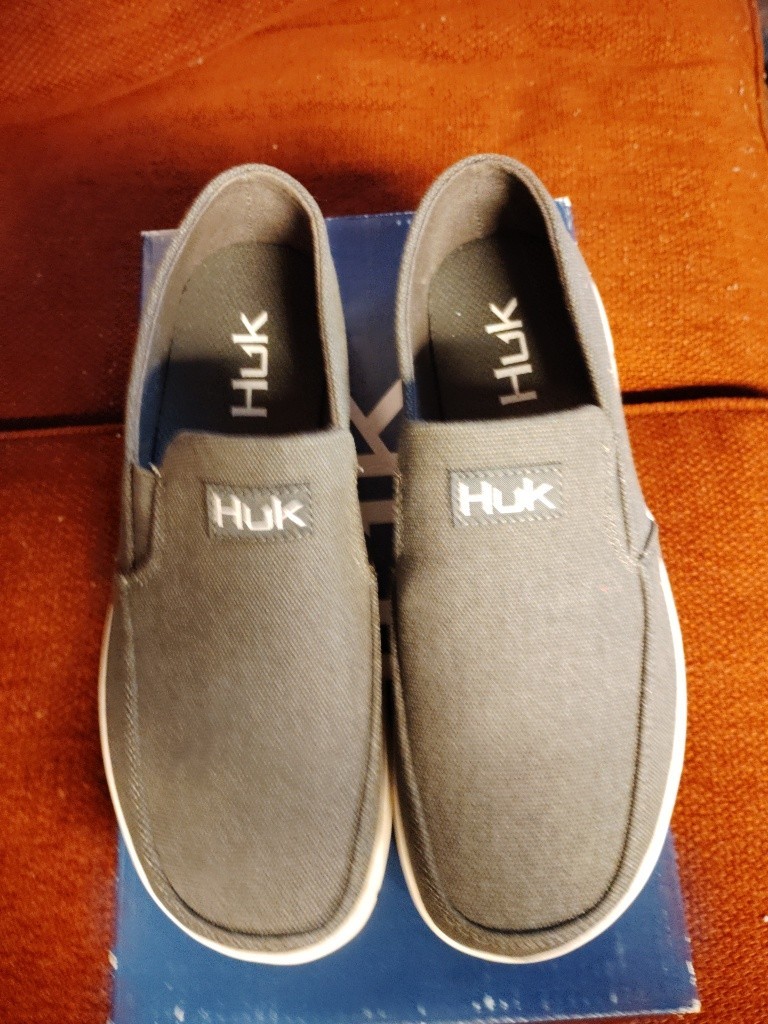 HUK Volcanic Ash Men’s Brewster Canvas Slip-on Boat Shoes sz 7 With Box