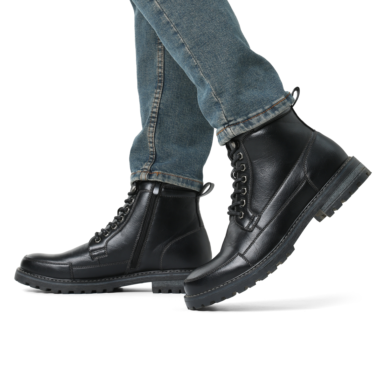 US Men’s Motorcycle Boots Combat Riding Ankle Leather Boots Size 6.5-15