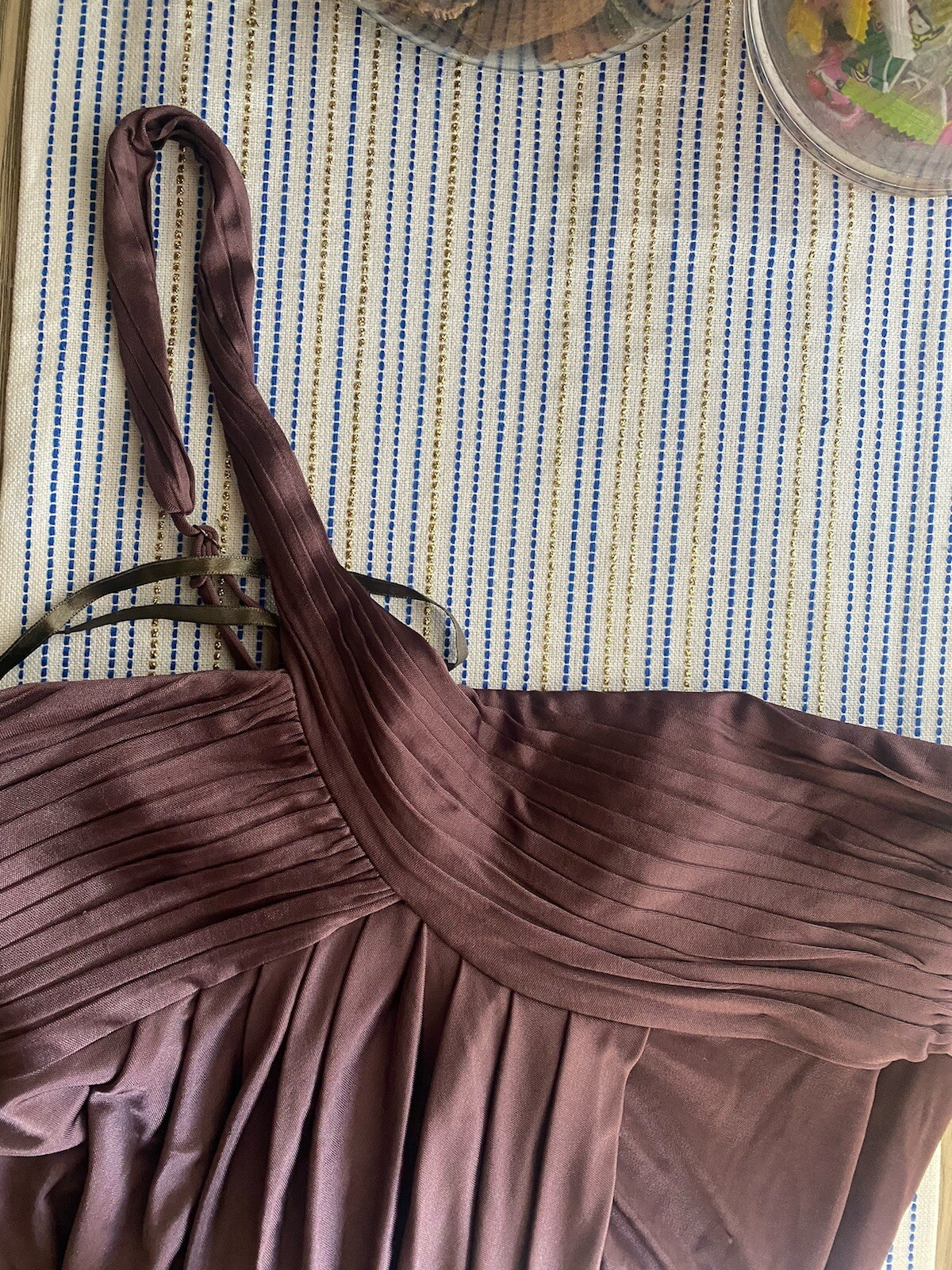 BCBG Max Azria Brown Eve One-Shoulder Dress Cascade Cocktail Sz 8 NWT