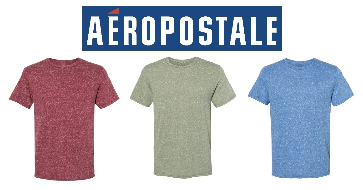 Aeropostale Men’s Heather Cotton Blend Crew Neck Short Sleeve T-Shirt w/ Logo