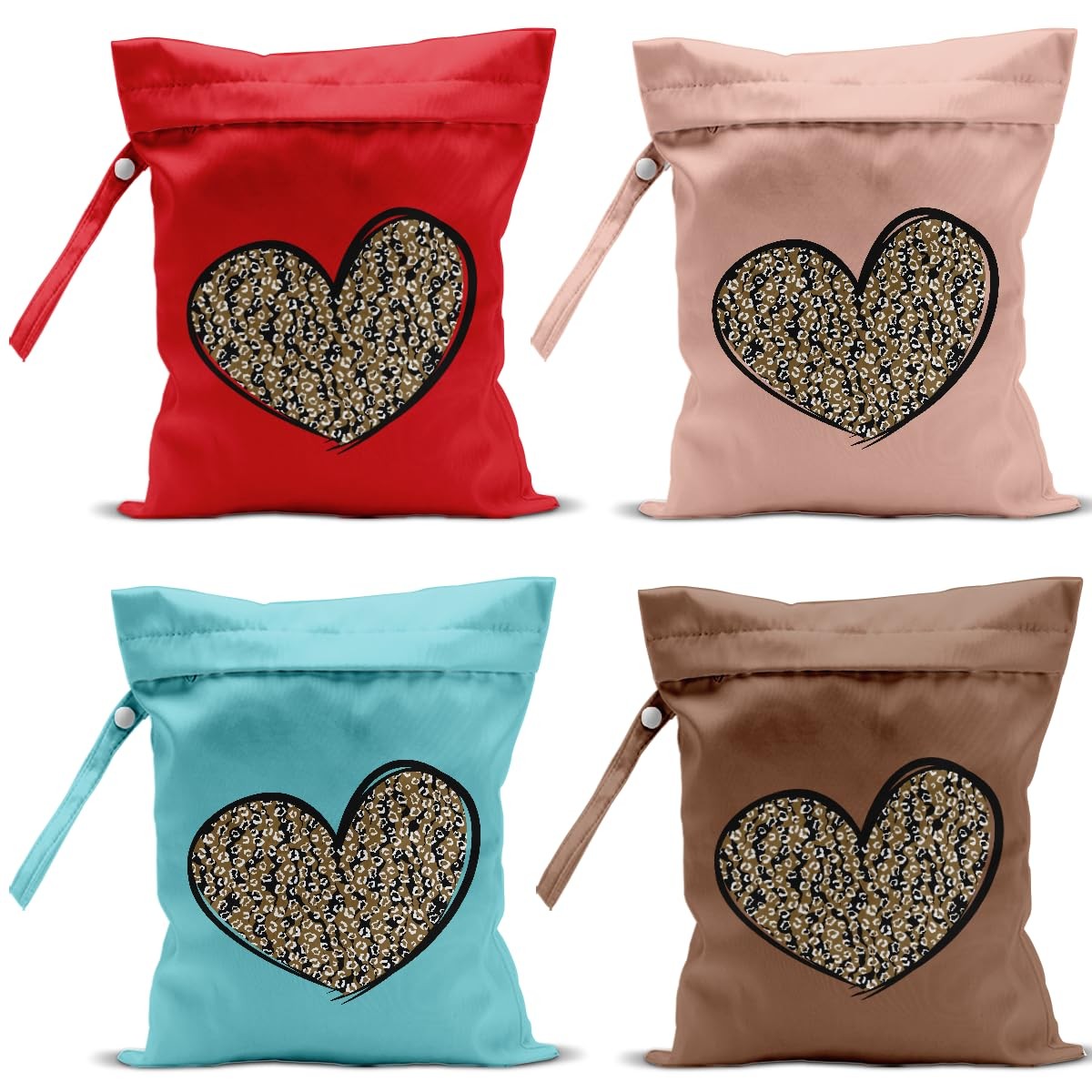 4 Pack Leopard Heart Cute 9.8″ X 12″, Love Hearts print 307
