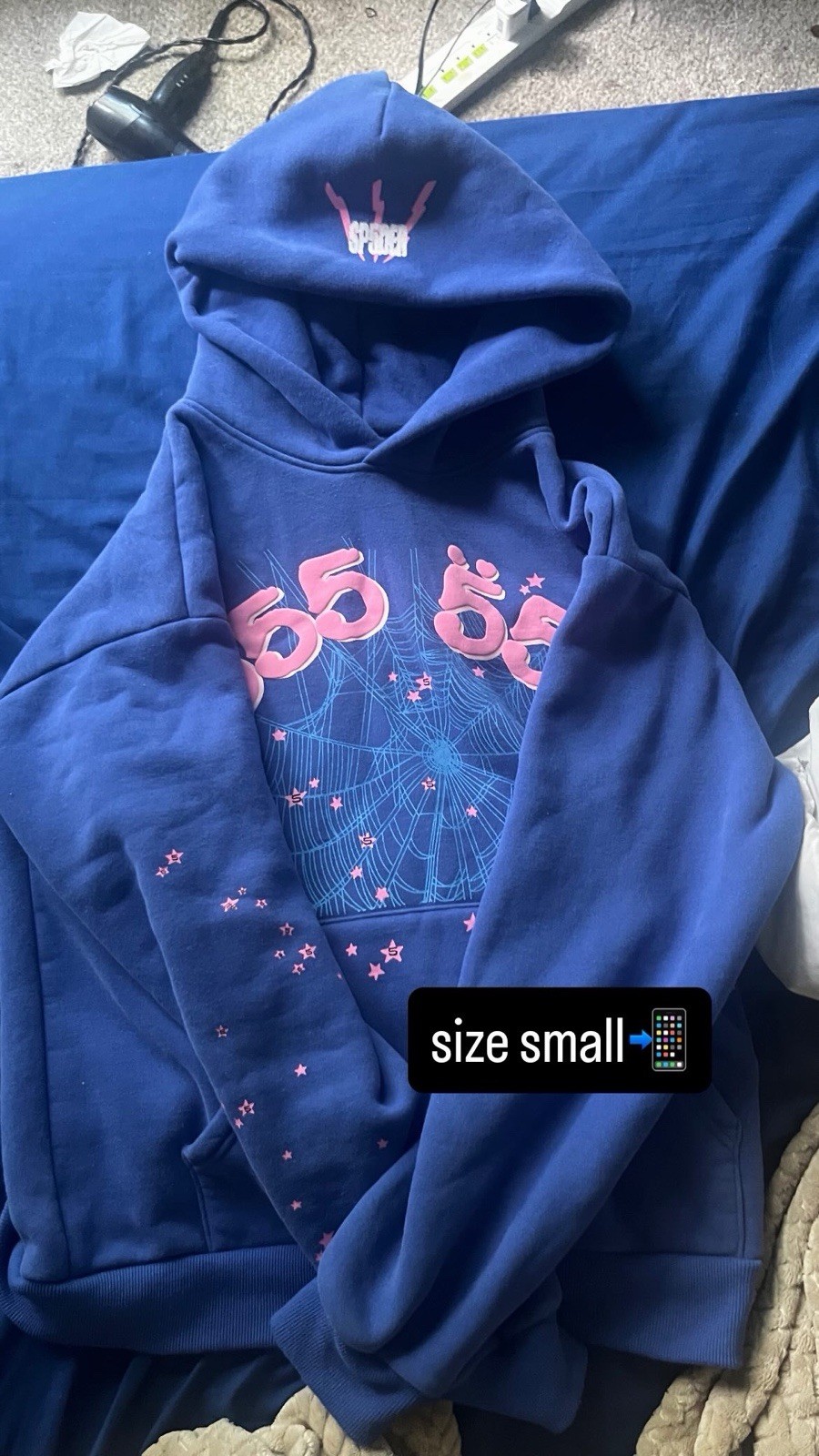 Sp5der Men’s Hoodie Sky Blue, Size M