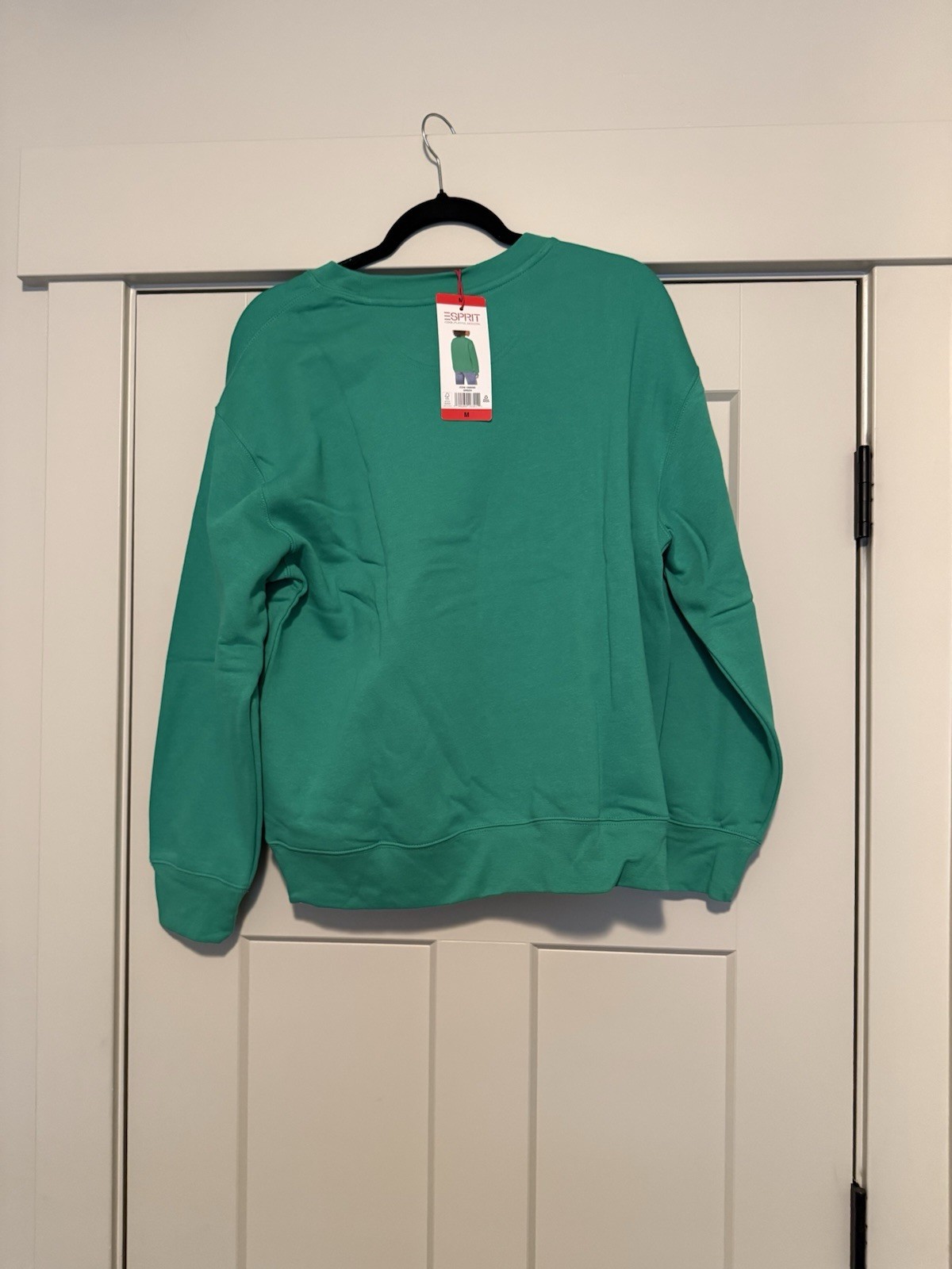 Esprit Kelly Green Logo Crewneck Pullover Sweatshirt Long Sleeve Cotton Fleece